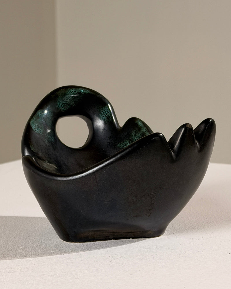 Free-form Ceramic Bowl by Figuresdesign | The Oblist — black ceramic, vintage artisan