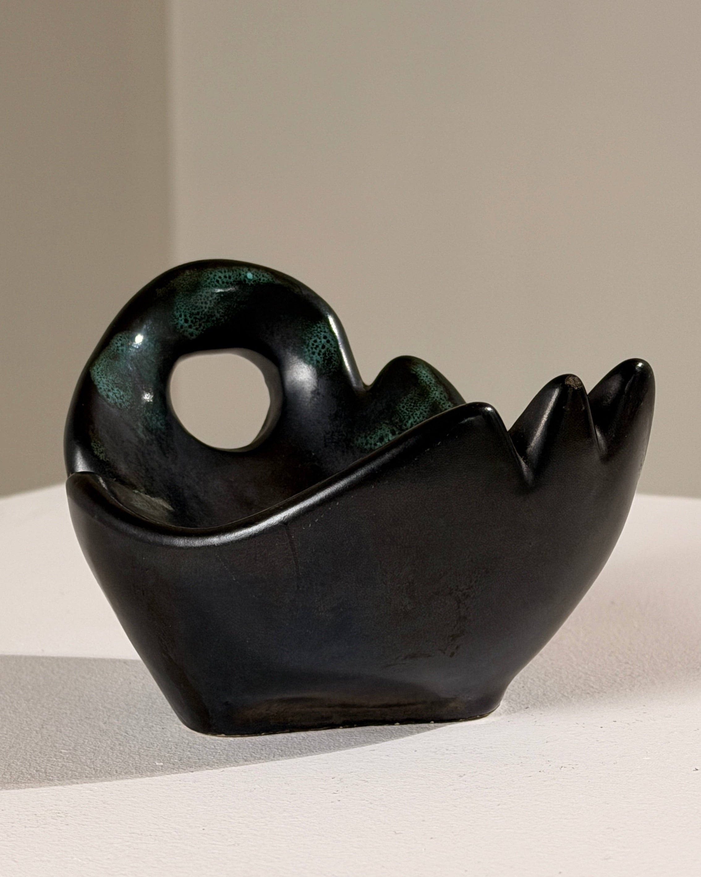 Free-form Ceramic Bowl by Figuresdesign | The Oblist — black ceramic, vintage artisan