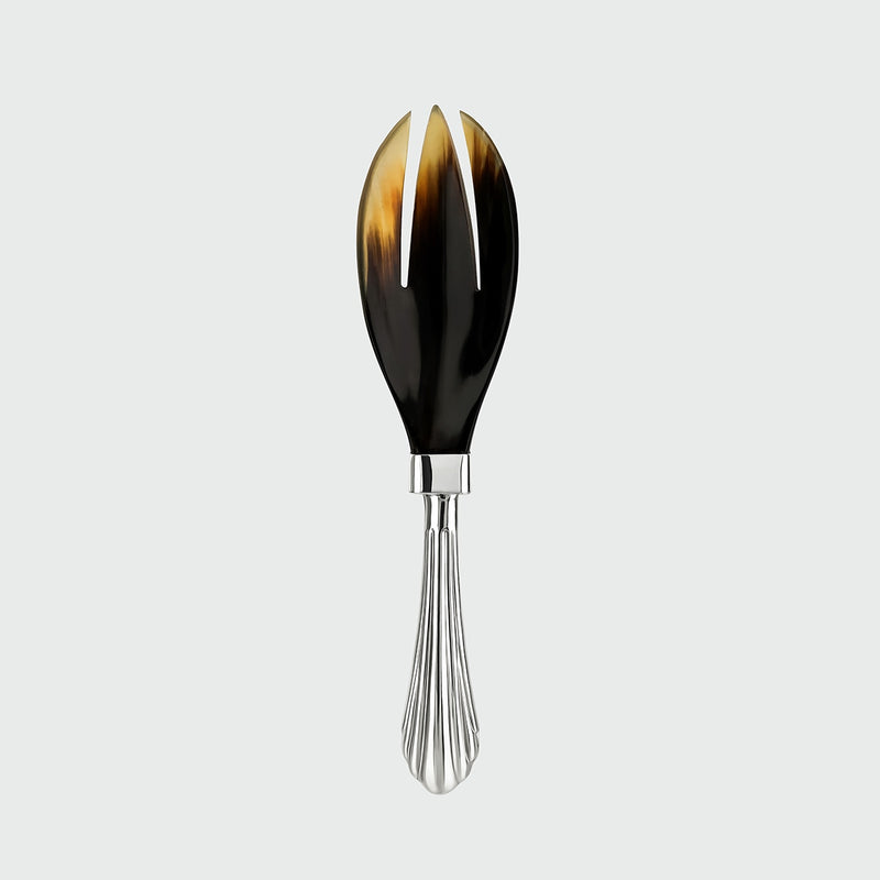 Horn Salad Fork — close-up of horn handle with silver accents