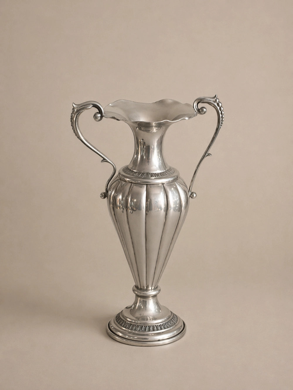 1950s Vintage Vase in Pewter — detail view