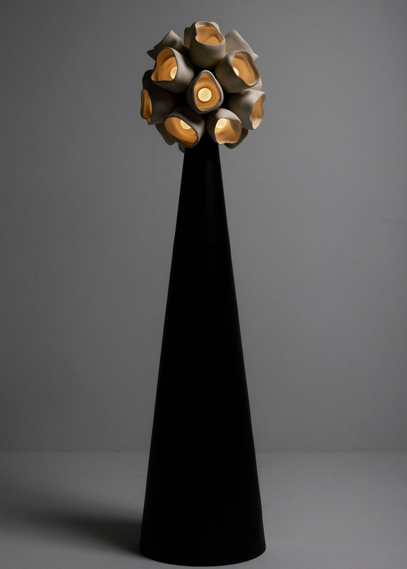 Vessels Vespa sculptural floor lamp with illuminated pods by Nader Gammas
