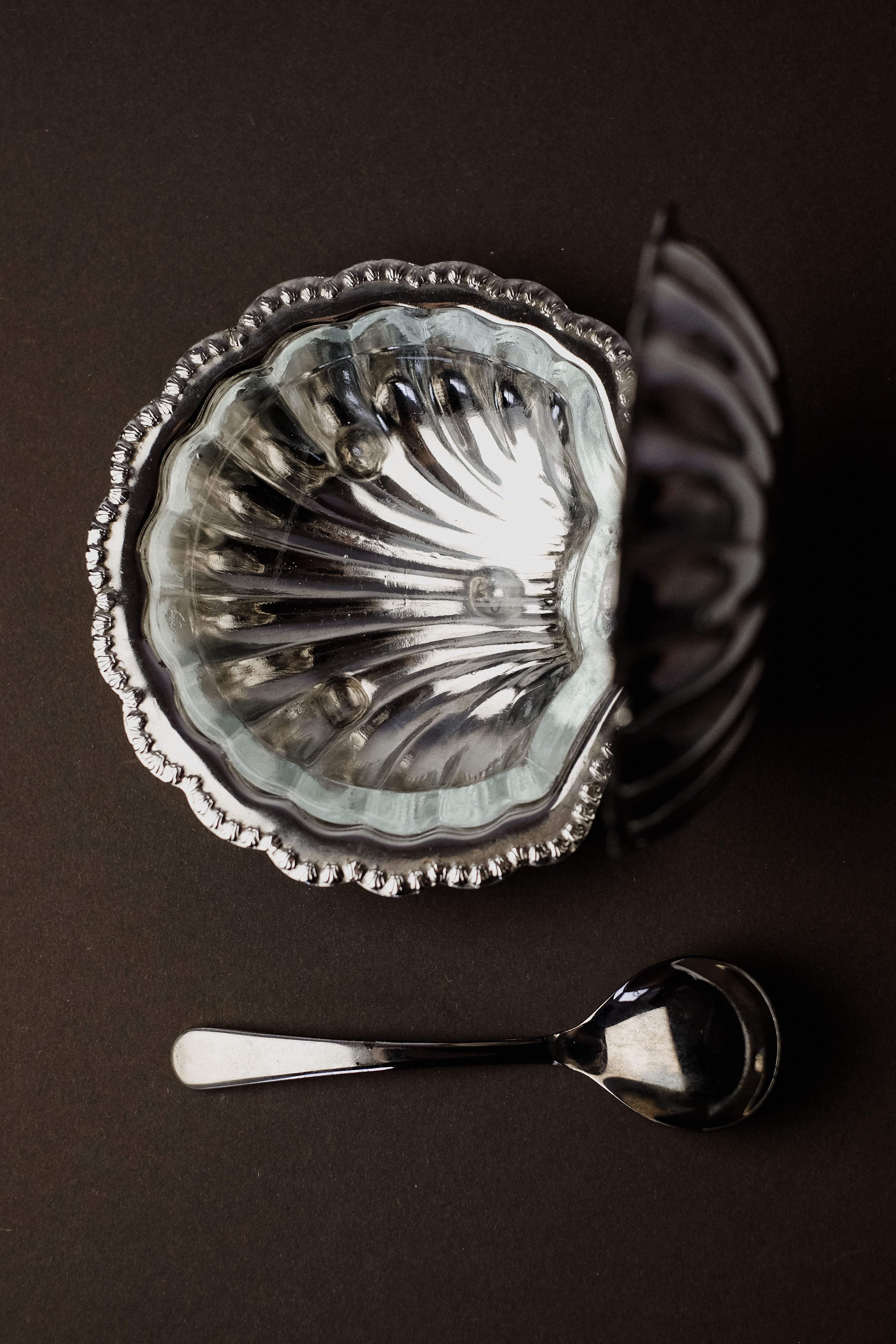 Shell Shaped Butter Dish with Spoon