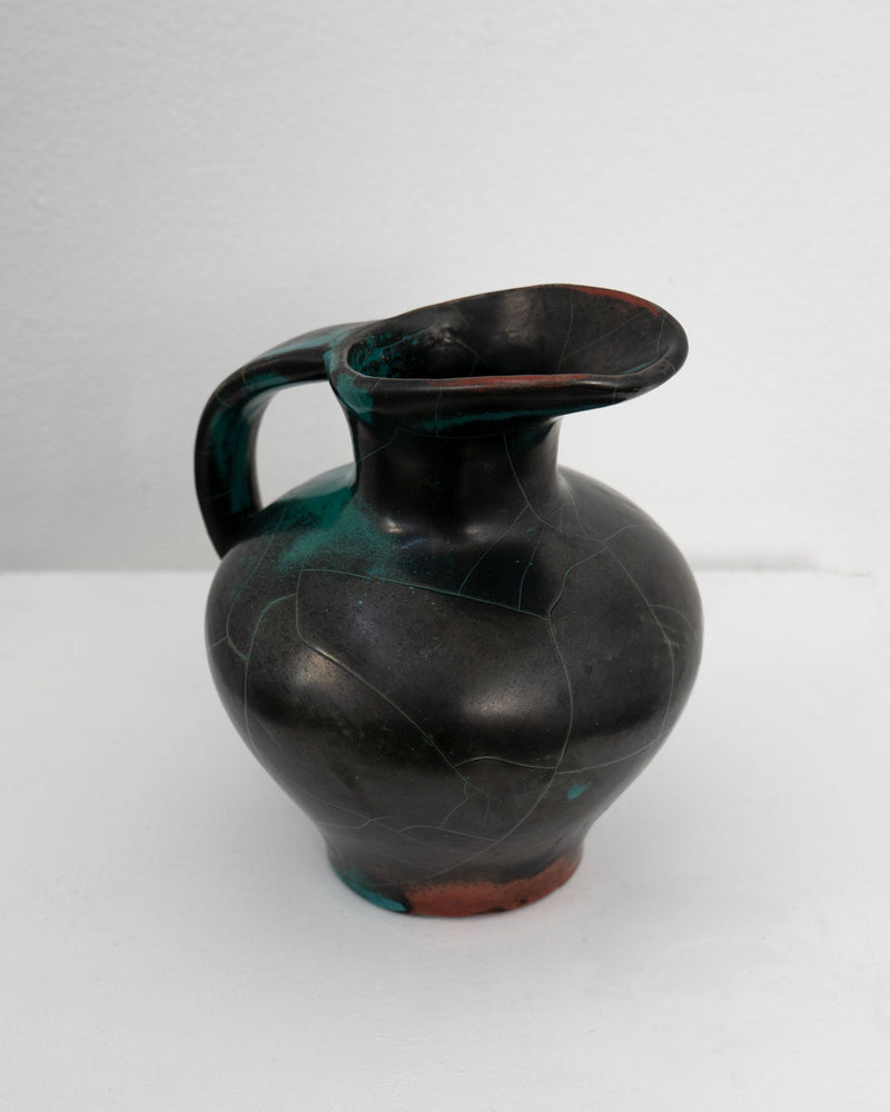 Dark ceramic jug with green patina by Richard Uhlemeyer 1950s