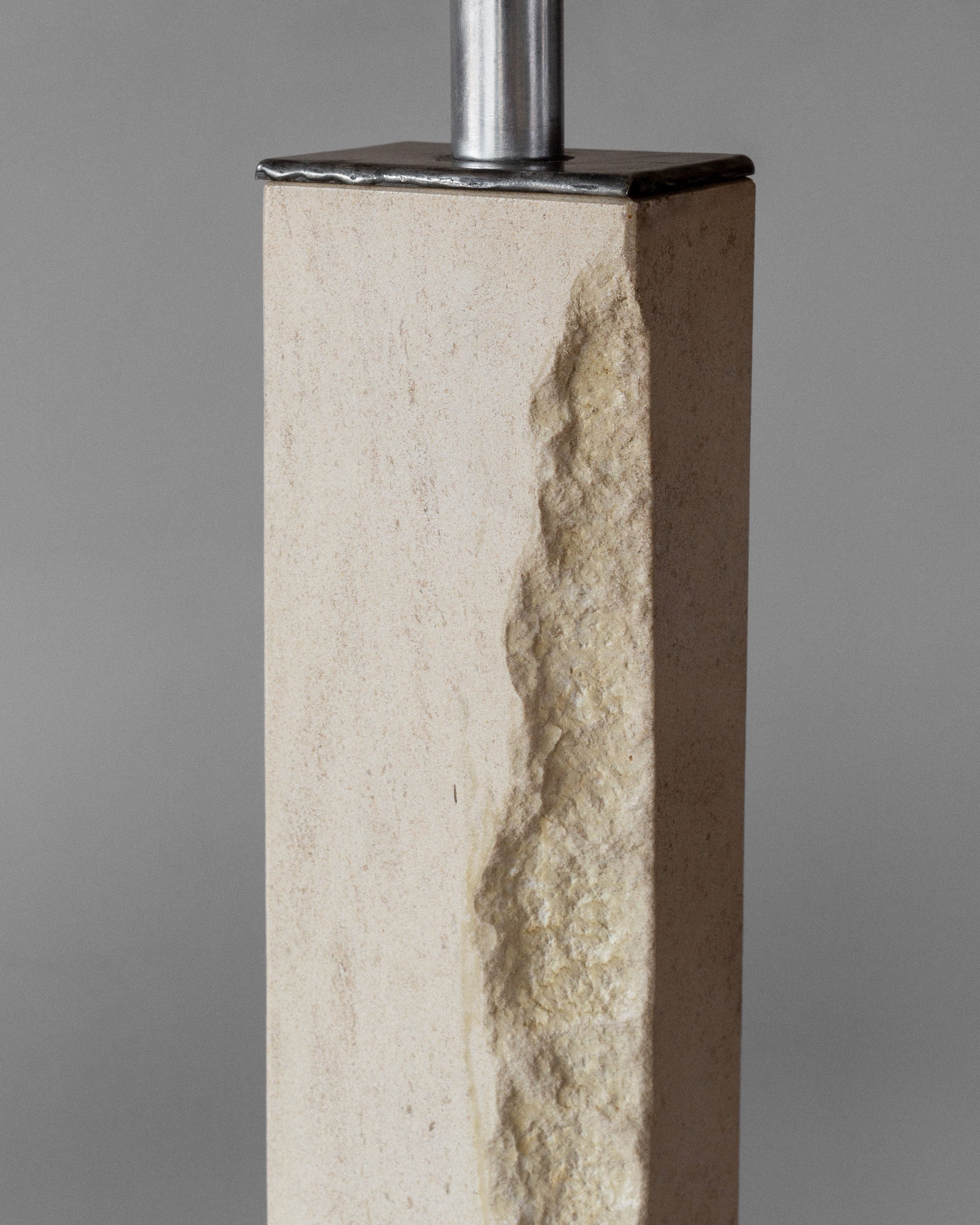 Modernist Travertine and Metal Table Lamp