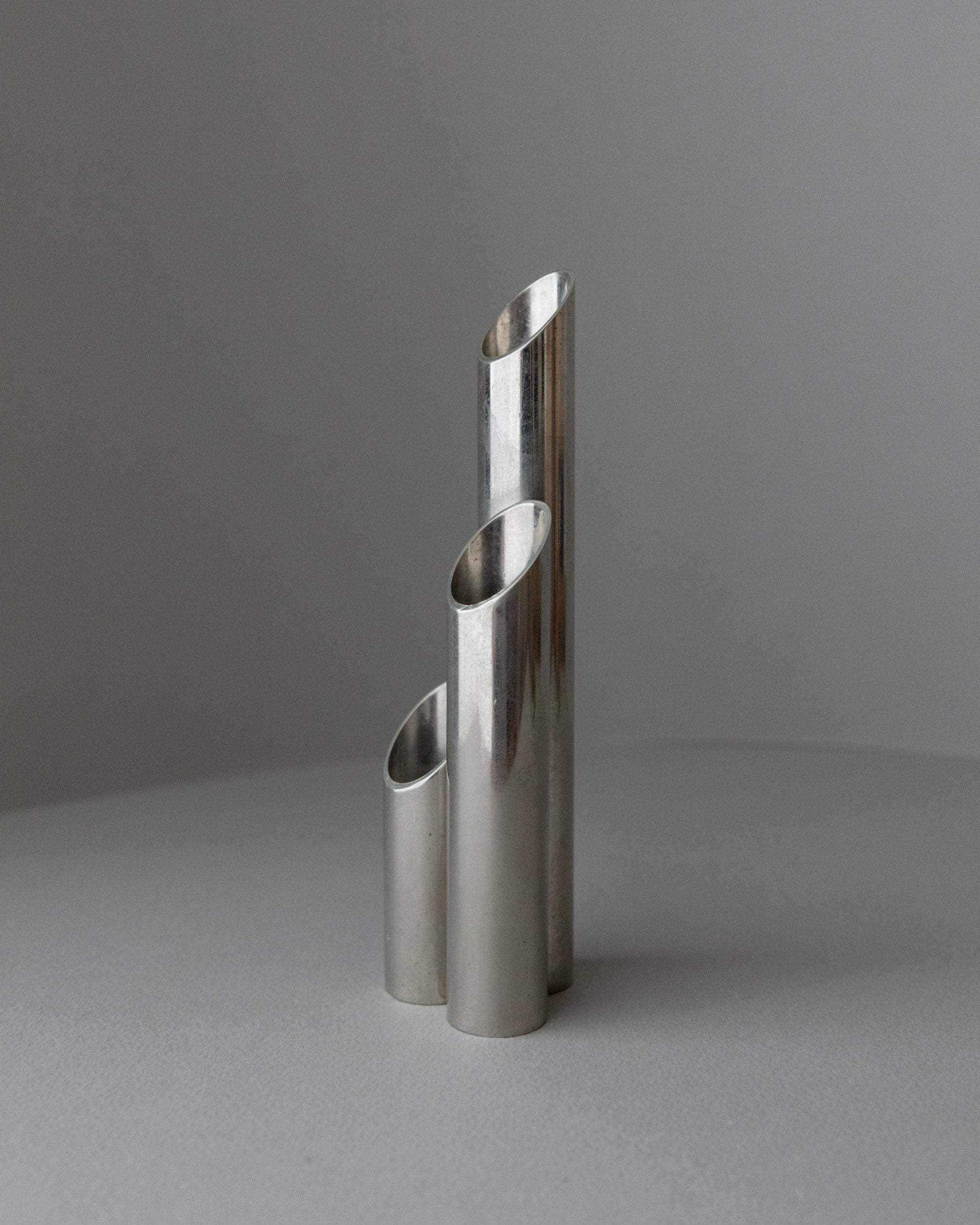 Stainless Steel Candle Holder, Italy 1970s