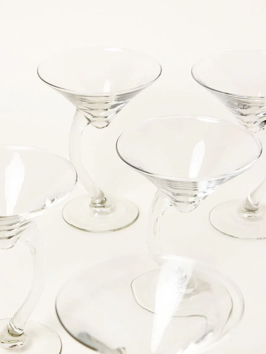 Set of 6 Curved Cocktail Glasses