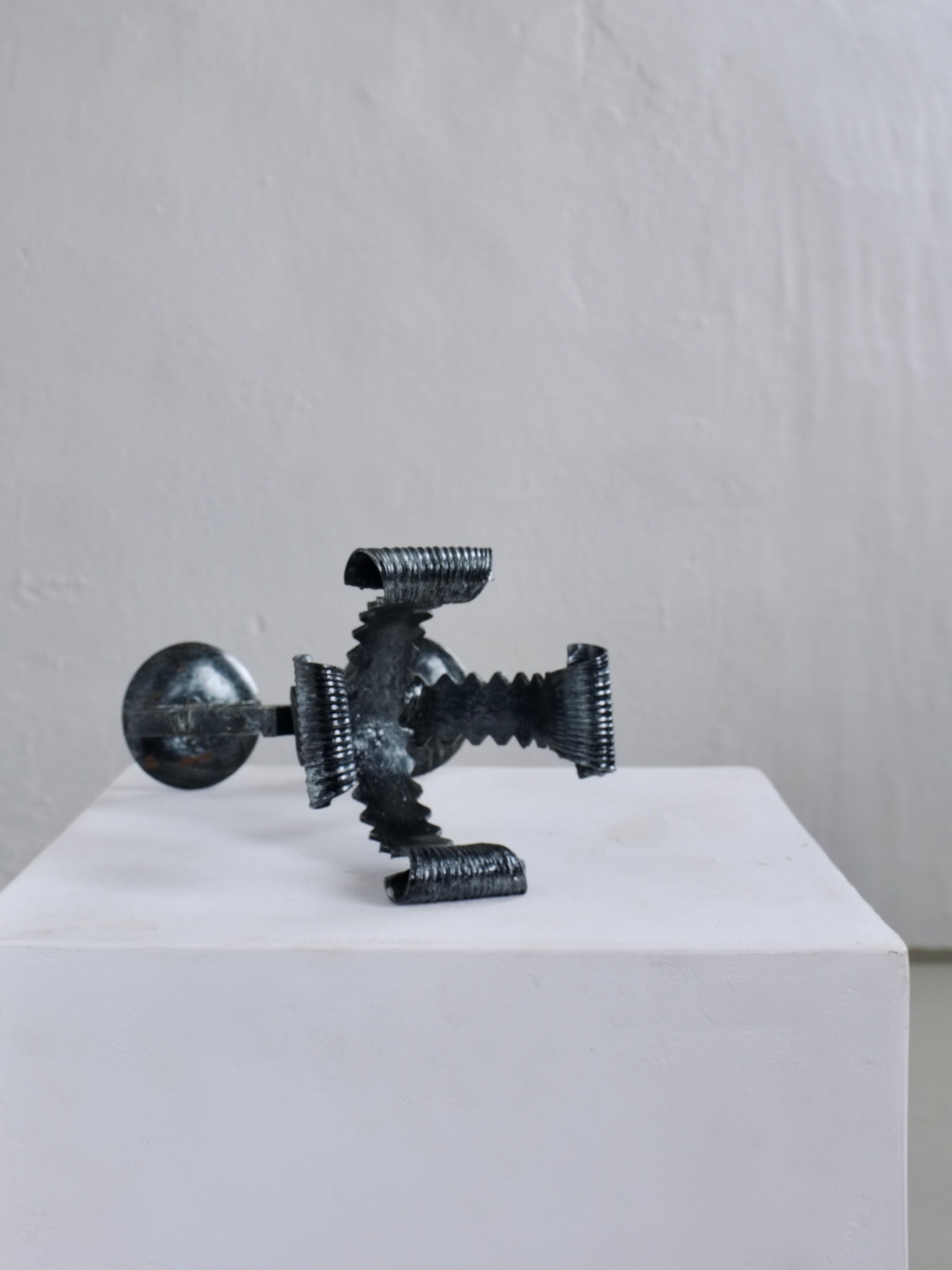 Brutalist Sculptural Iron Candle Holder, Netherlands, 1970s
