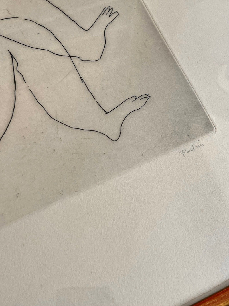 Minimalist line drawing detail of reclining nude figure by Fautrier
