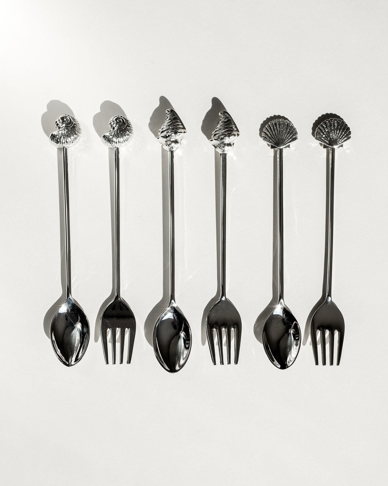 Silver-Plated Seashell Cutlery Set