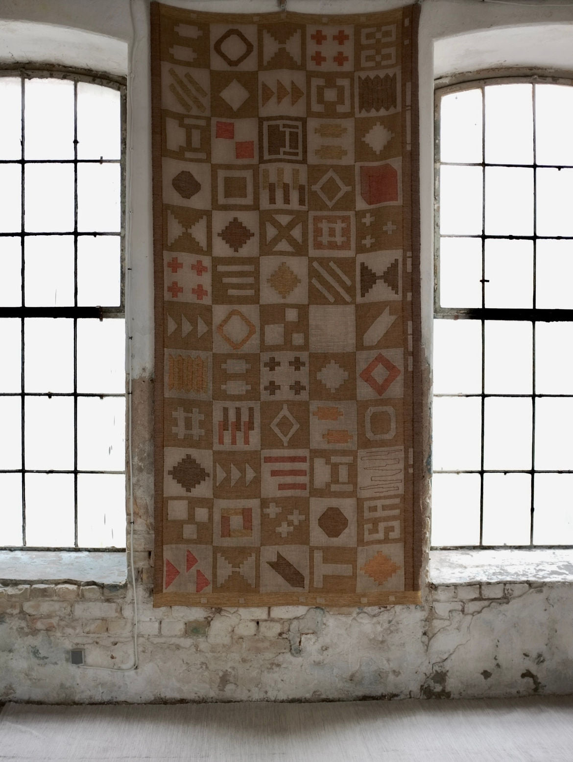 Large Abstract Wool Wall Tapestry, Sweden, 1988