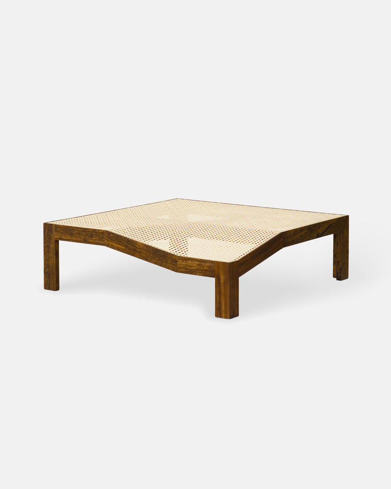 Cabana low center table with cane woven top and wood frame