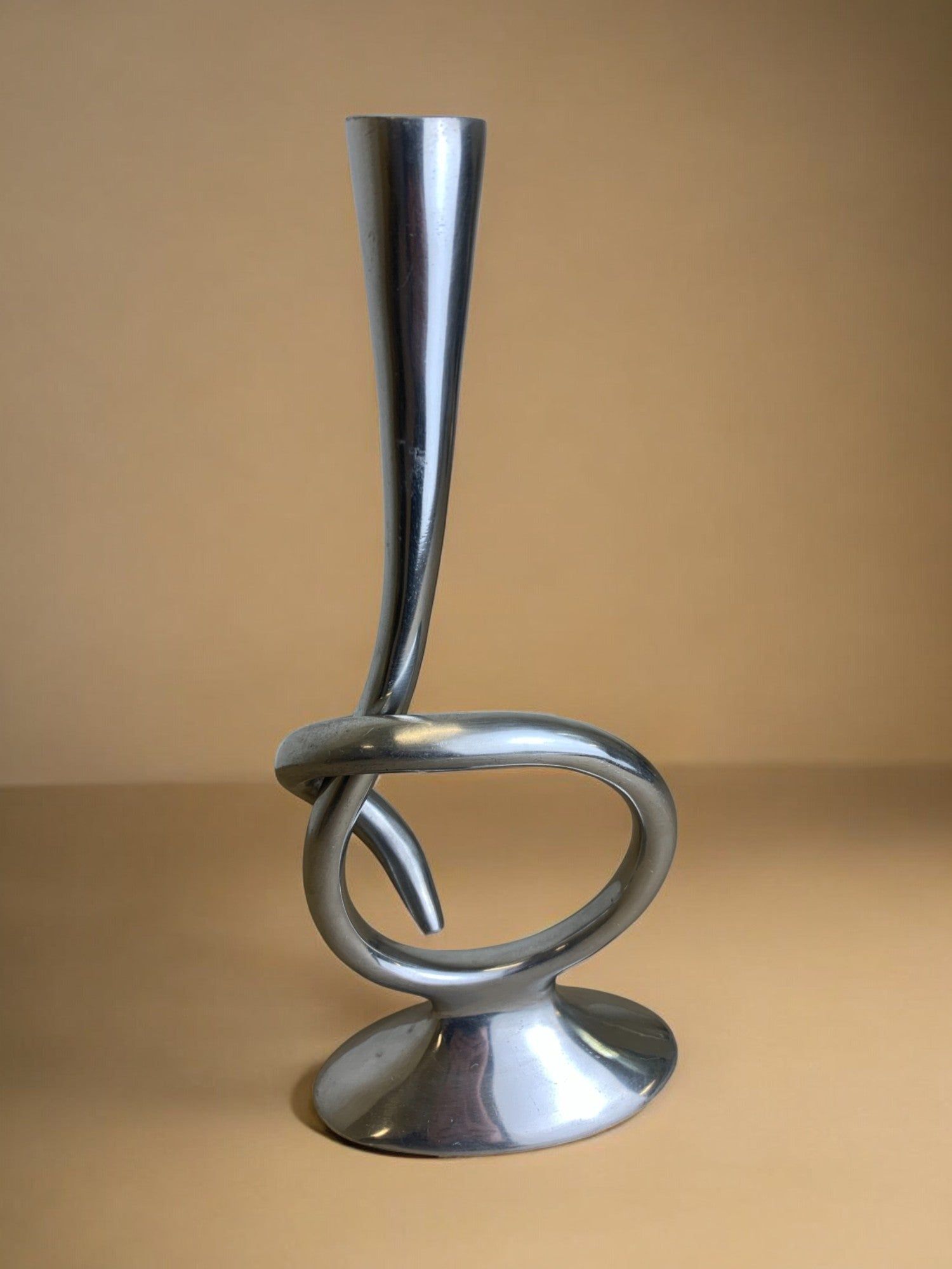 Biomorphic Candleholder, Solid Aluminum, Spain, 1970s