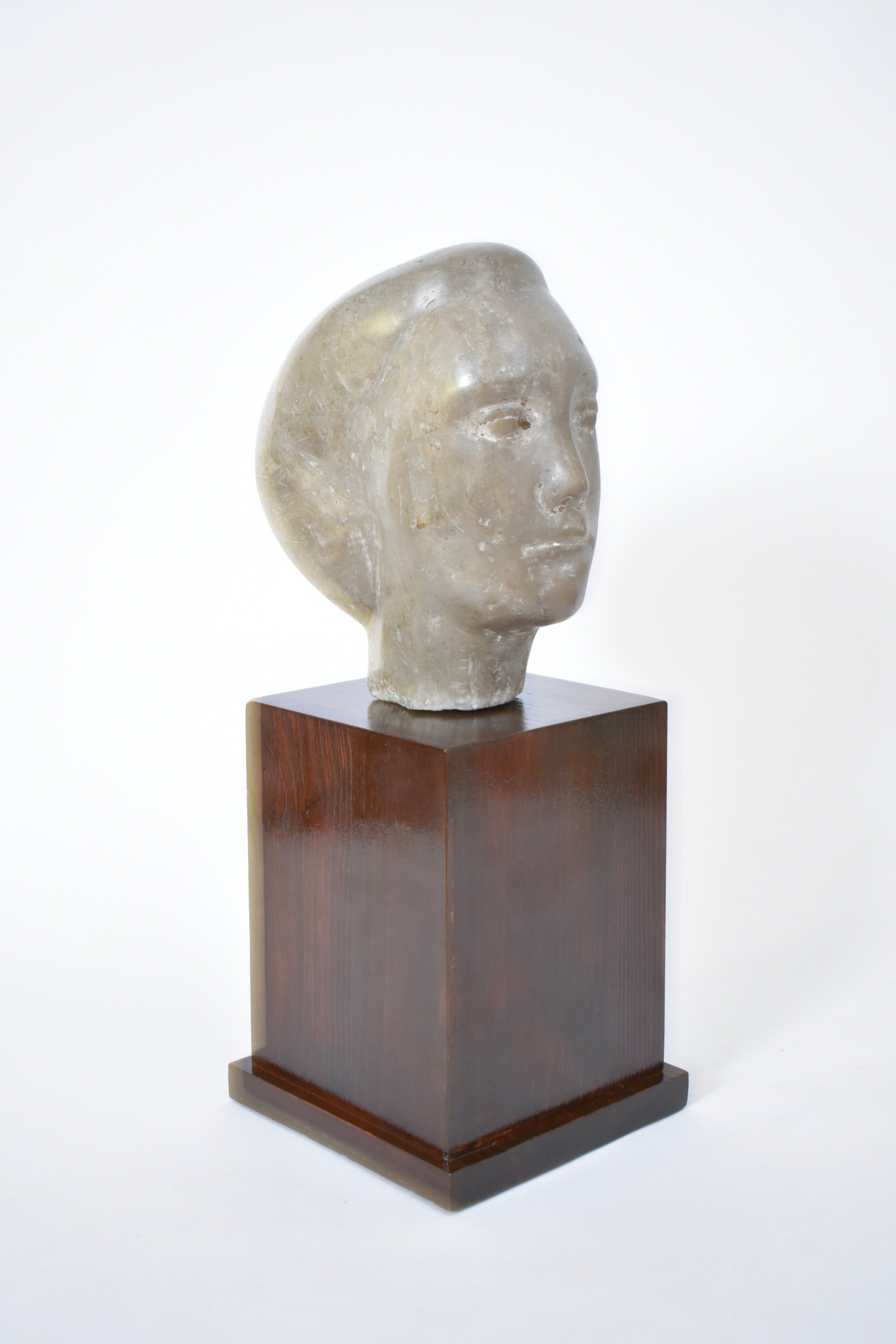 Marble Woman's Face Sculpture, 1940s