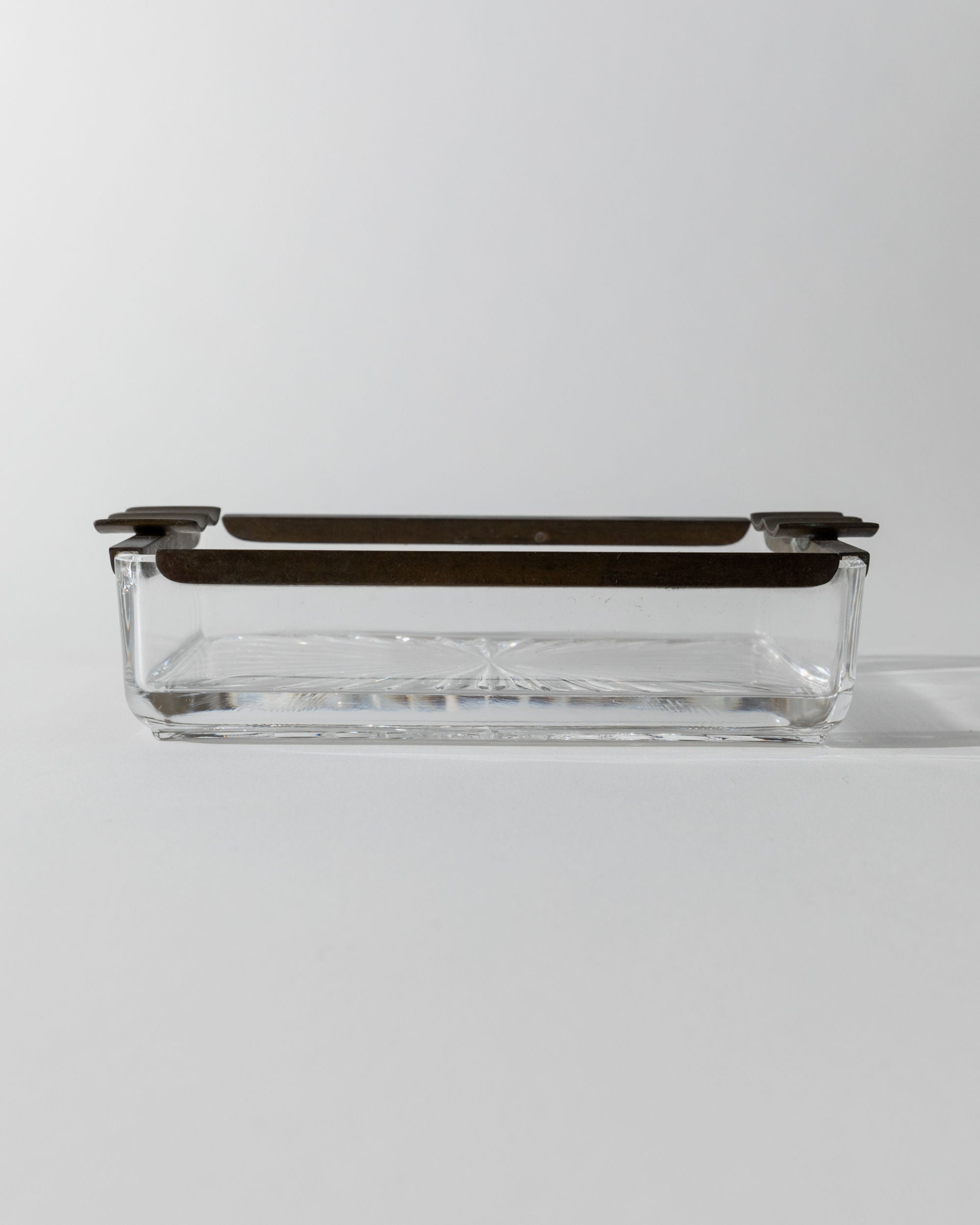 Art Deco Crystal Glass Ashtray, Italy 1930s