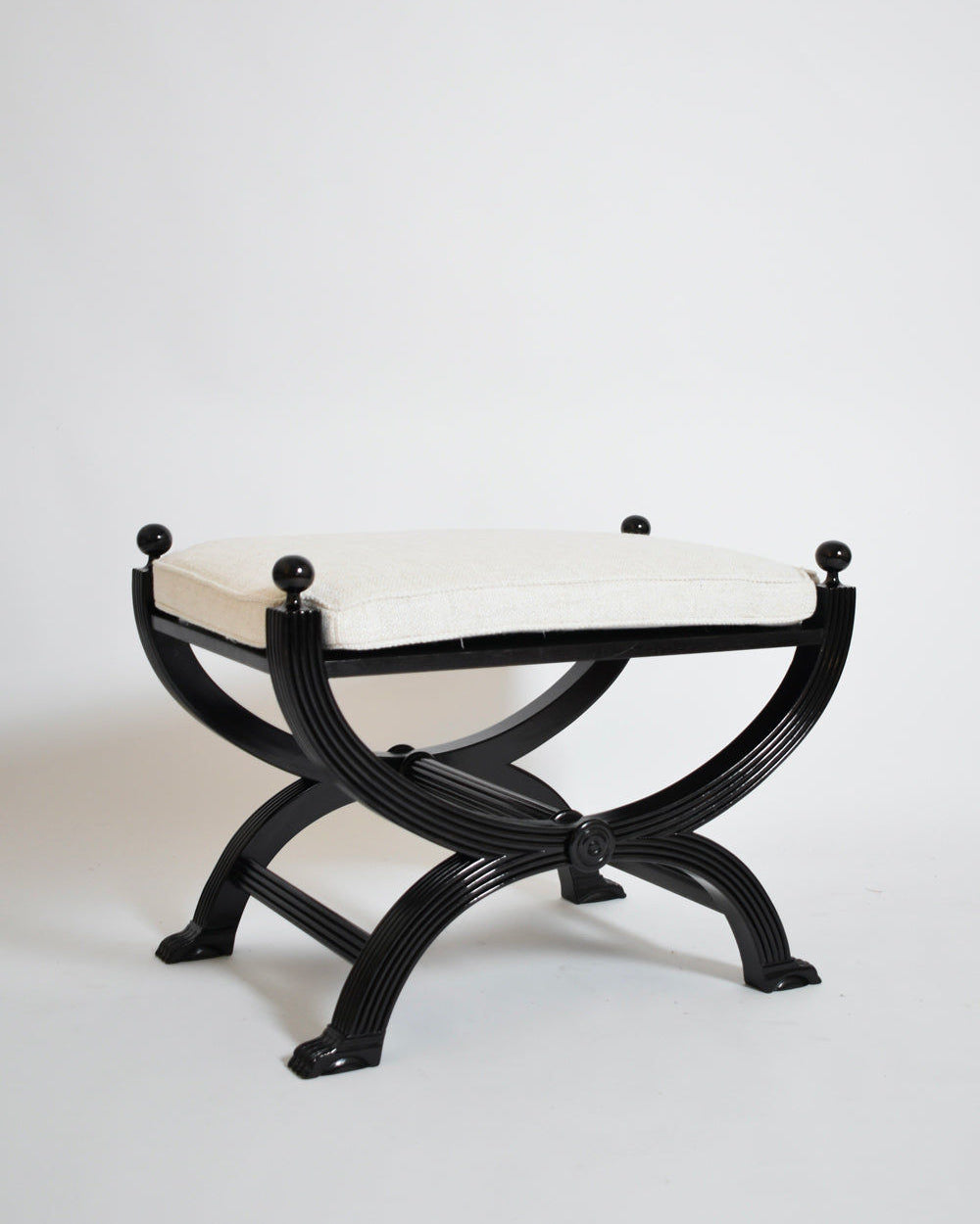 Pair of Lion Paws Feet Neoclassical Curule Stools, 1960s.