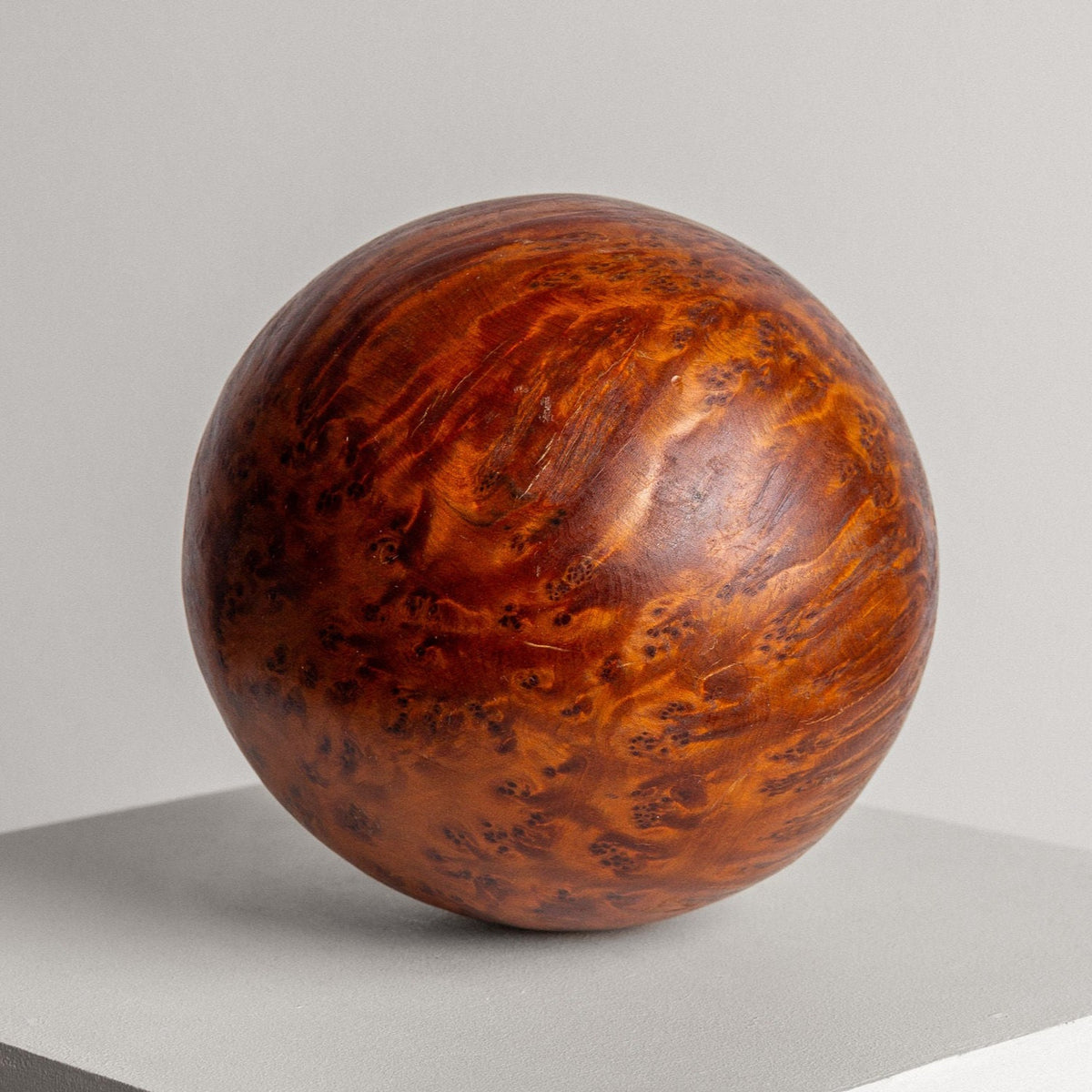 Vintage Burl Wood Spherical Ball Sculpture - The Oblist