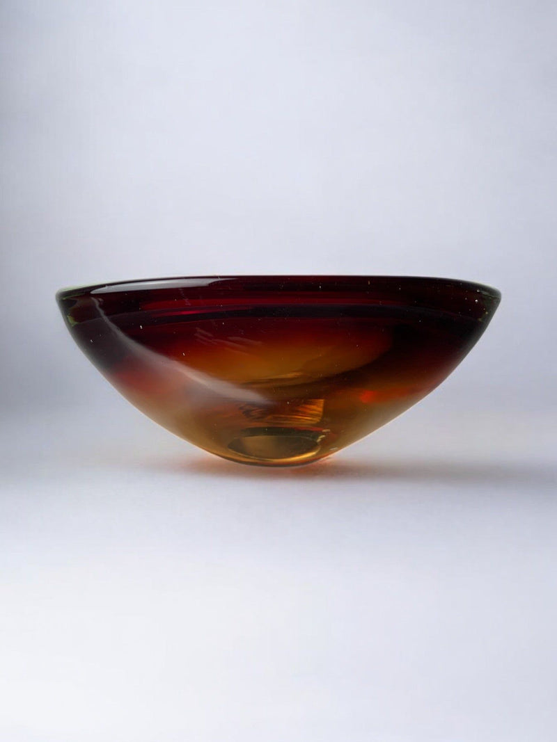 Sommerso brown glass vide-poche by Seguso Murano profile view