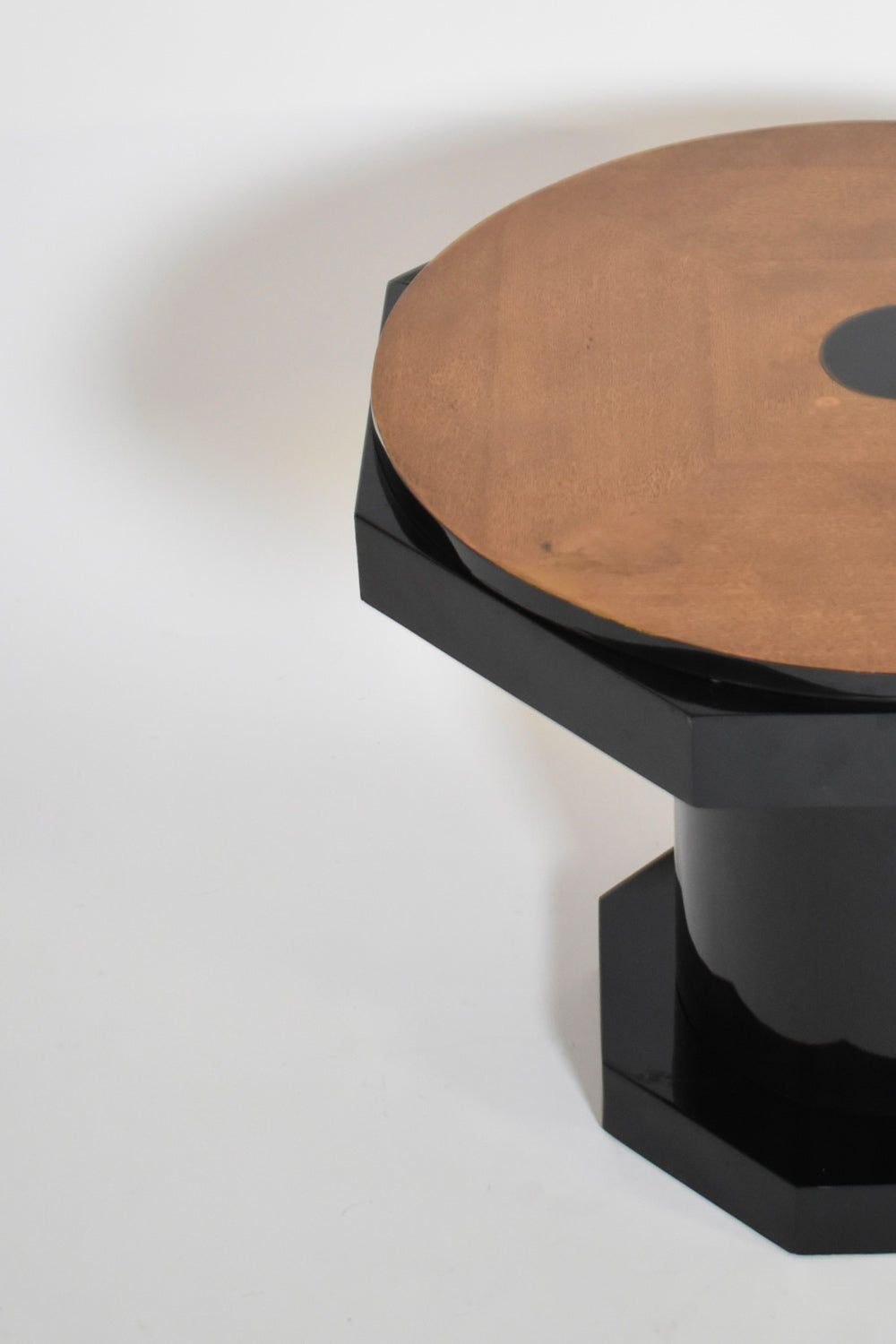 Octogonal Wooden Ebonised Side Table, 1930s