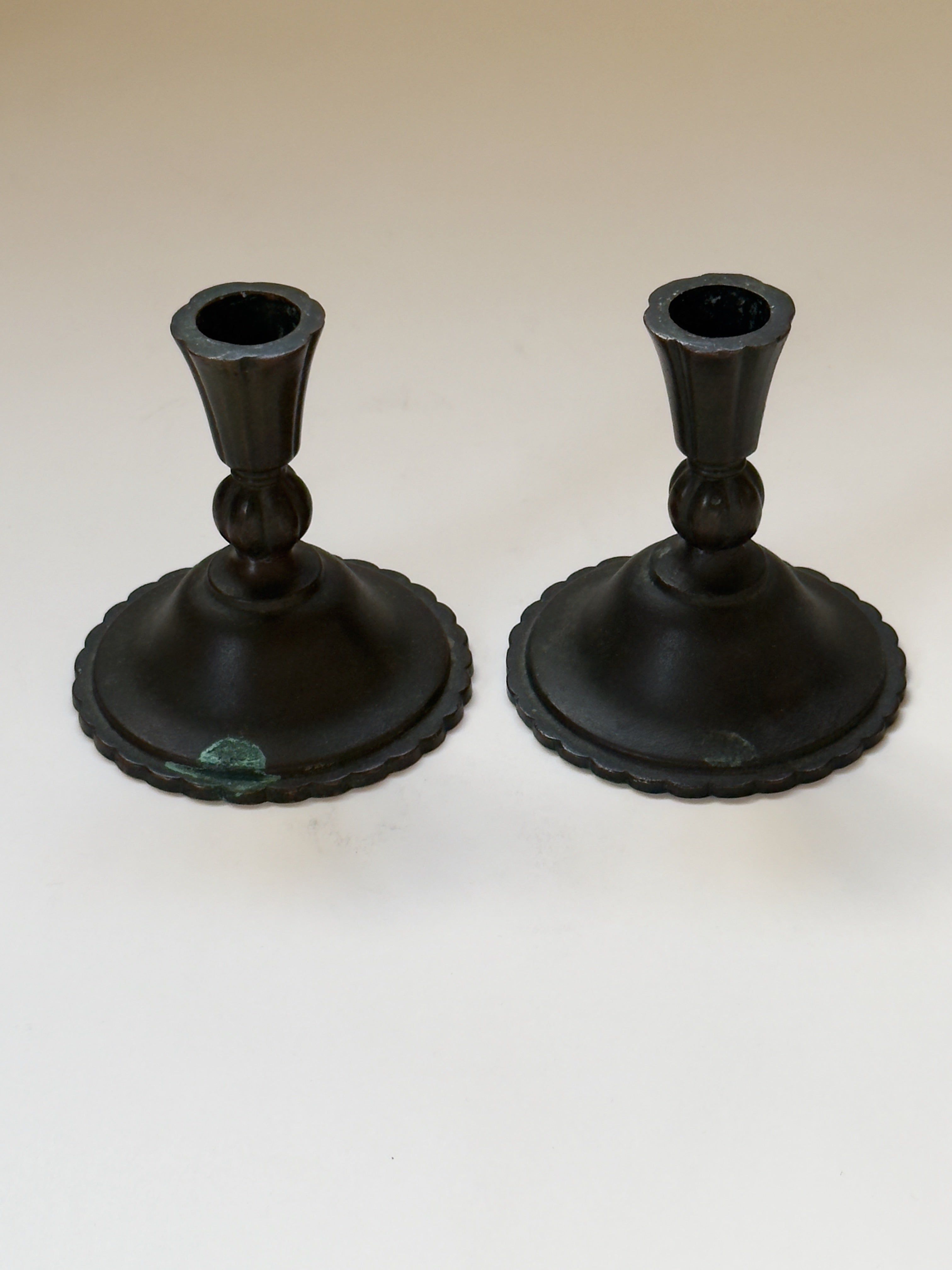 Pair of Antique Bronze Candleholders