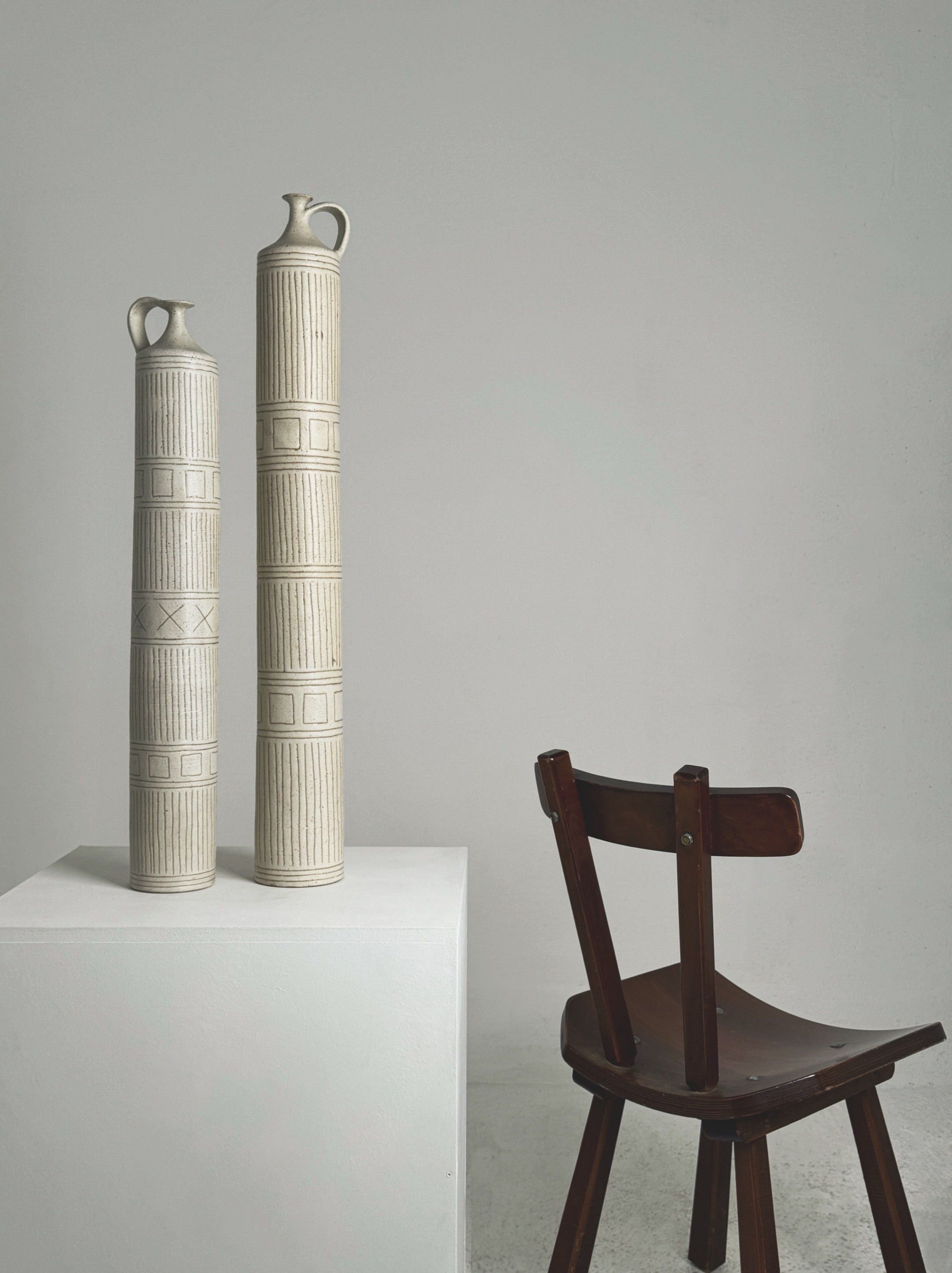 Monumental Pair of Bottles by Bruno Gambone