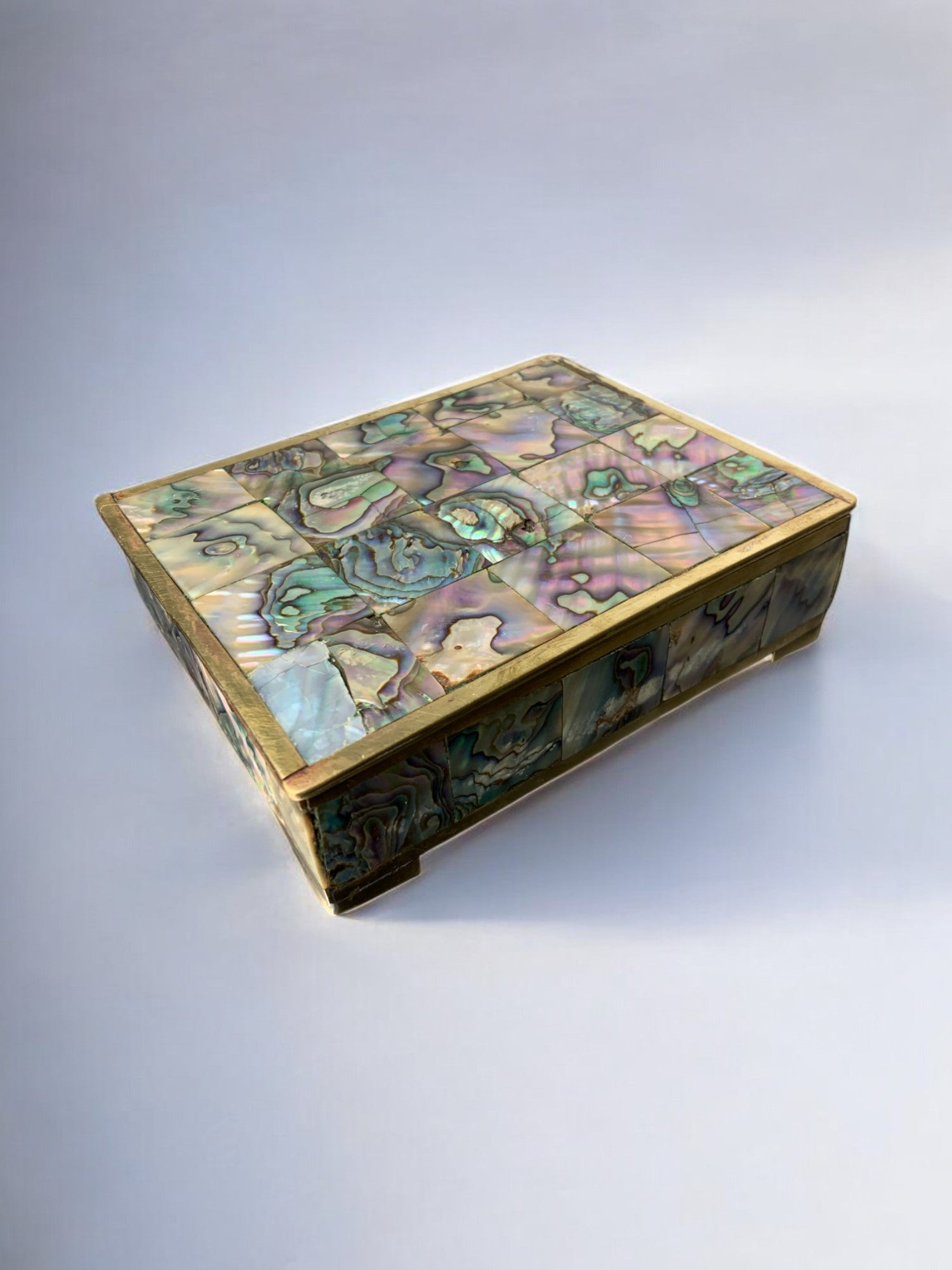 Abalone Shell box, Alpaca and Wood, Mexico, 1970's