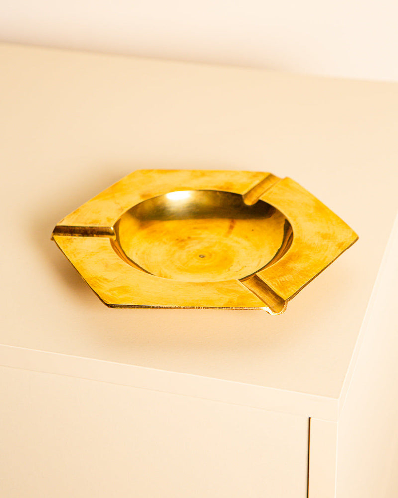 Vintage Italian brass ashtray with octagonal design from 1960s