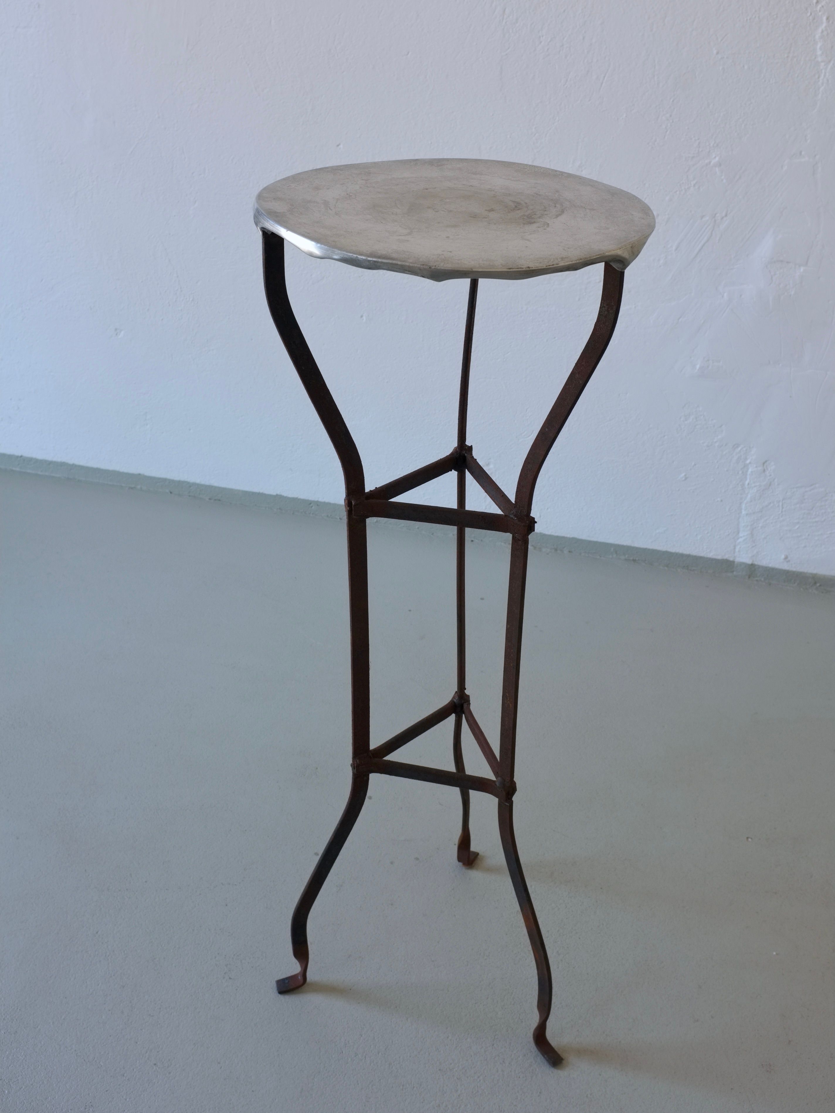 Vintage Iron Pedestal Side Table