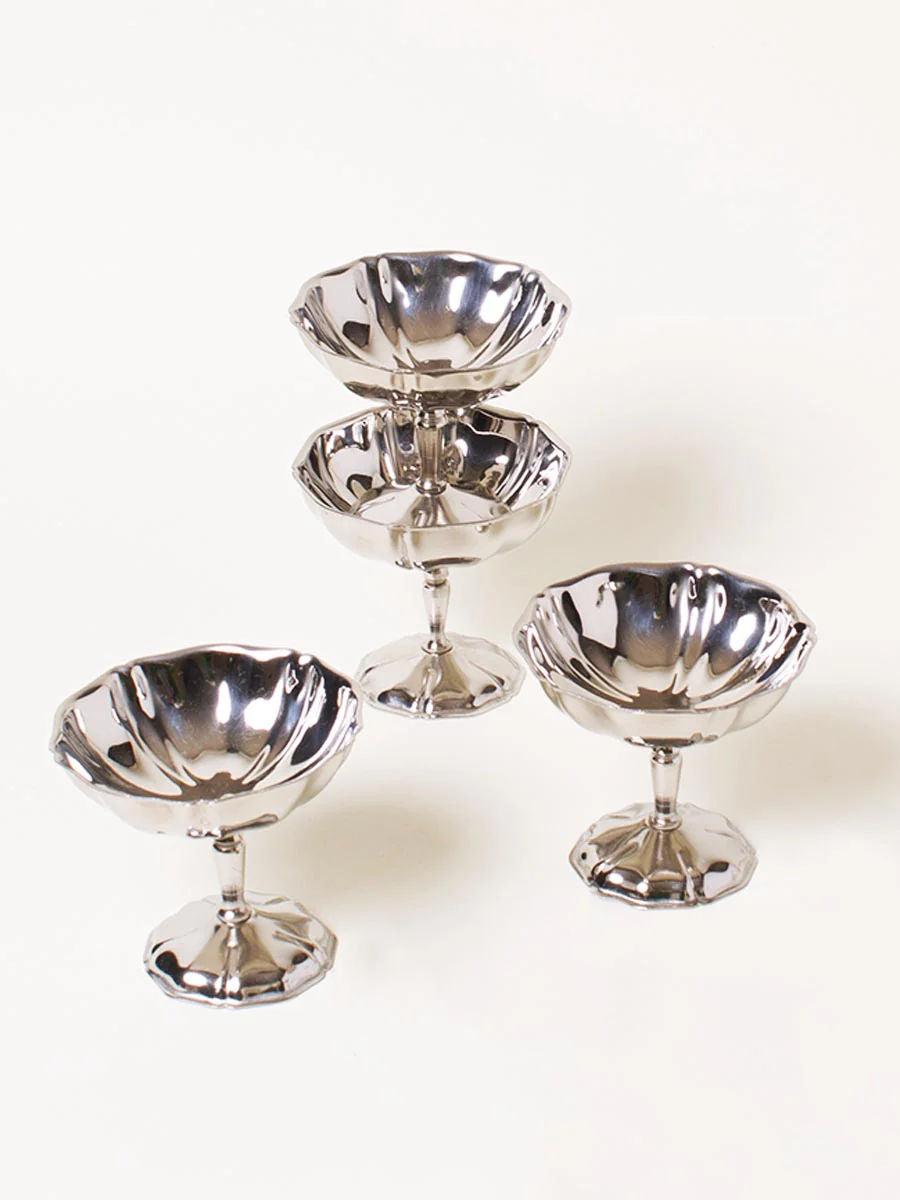 Set of 4 Elegant Silver Coupes