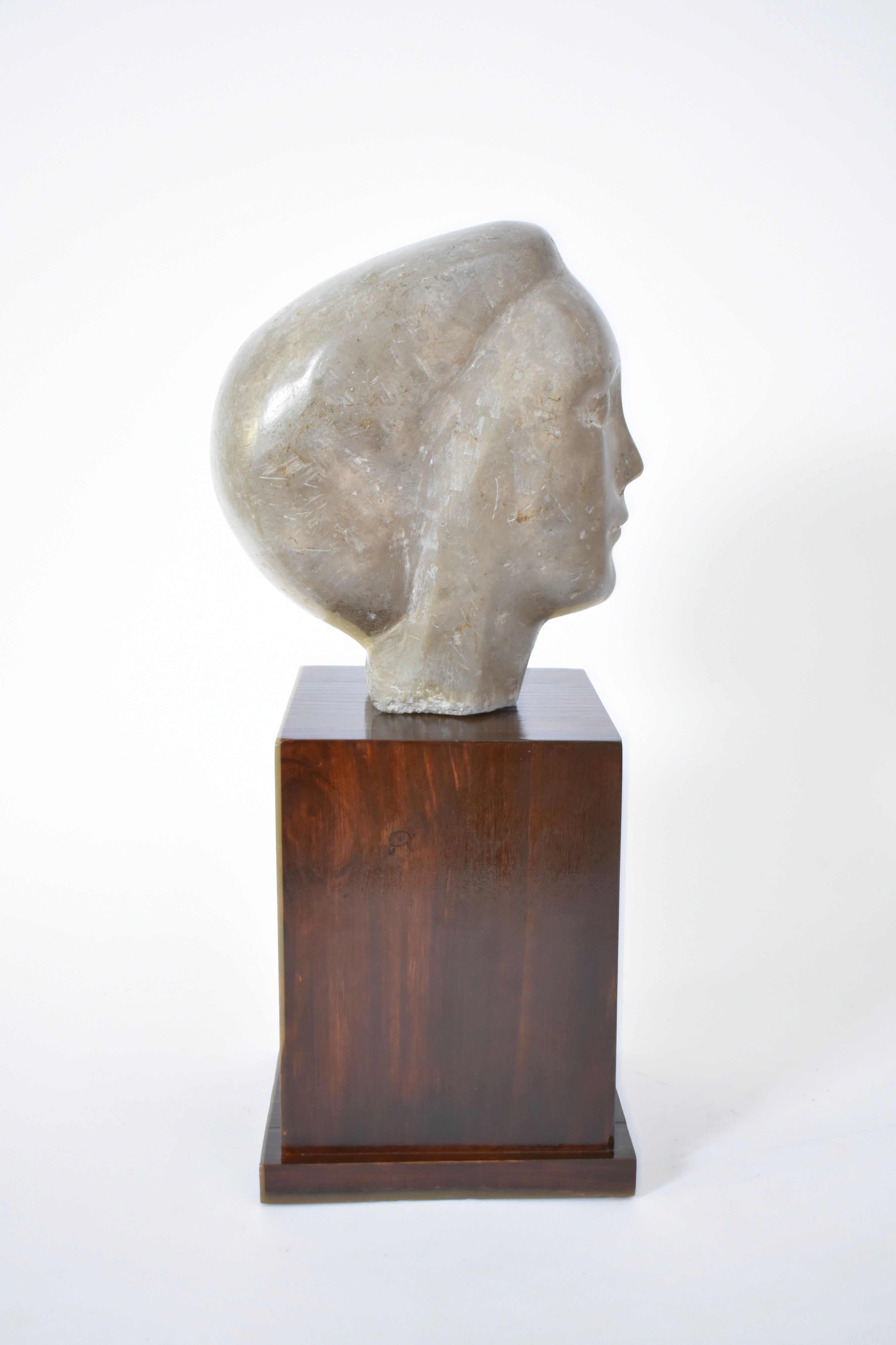 Marble Woman's Face Sculpture, 1940s