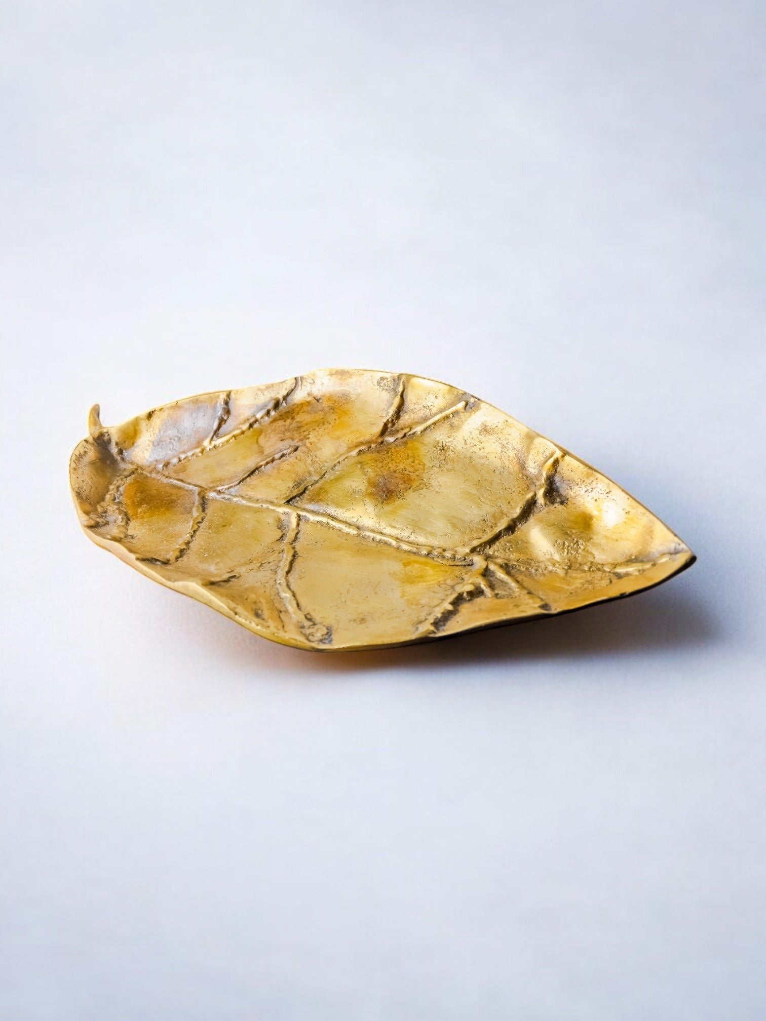 Plateau Feuille Brutaliste par David Marshall en Bronze, années 1980