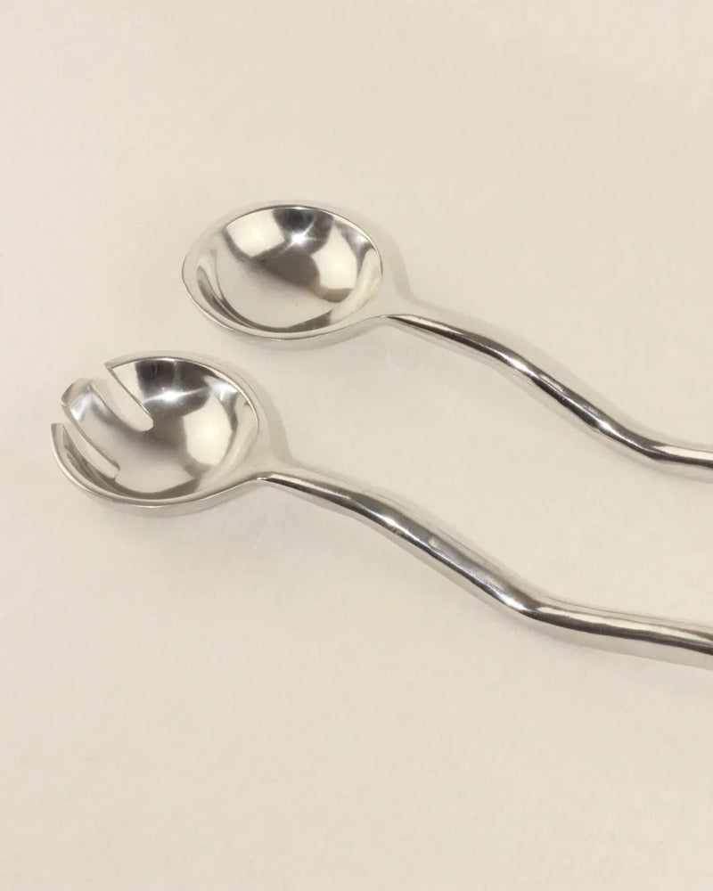Stylish and durable stainless steel salad servers for serving and tossing