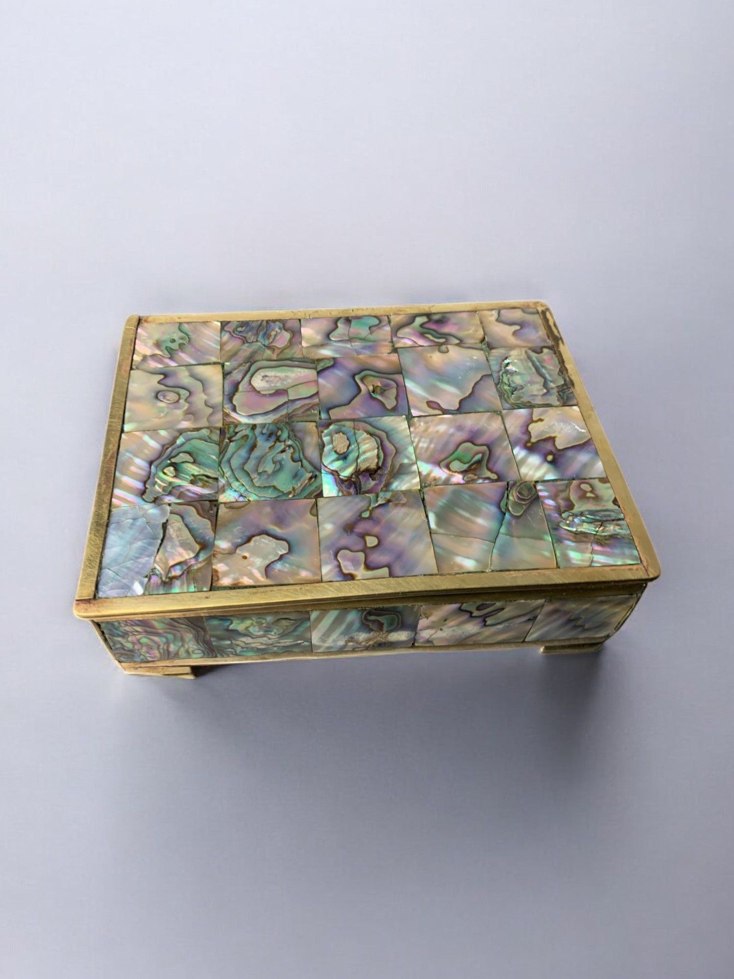 Abalone Shell box, Alpaca and Wood, Mexico, 1970's