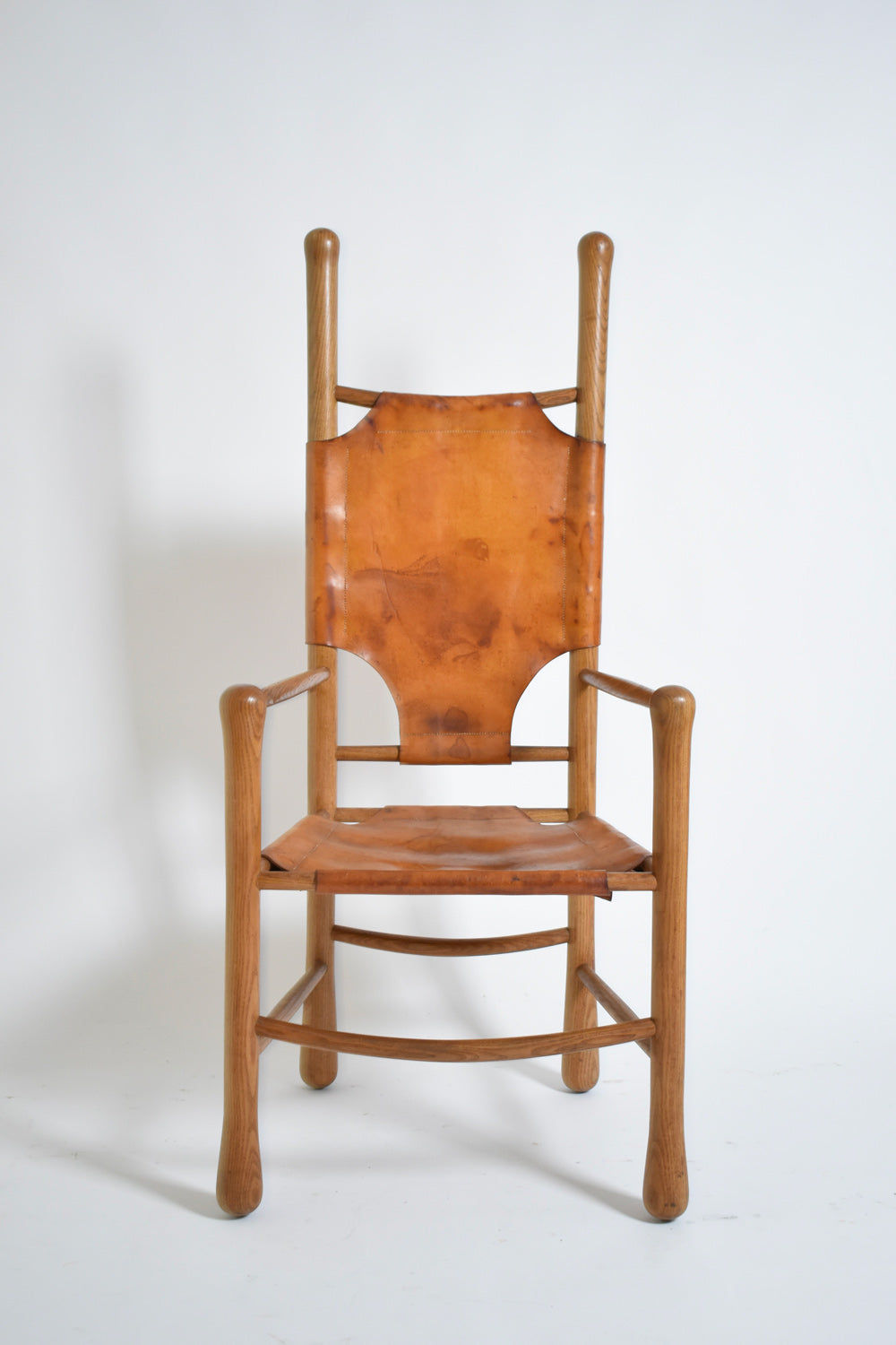 Oak and Leather Armchair, 1960s
