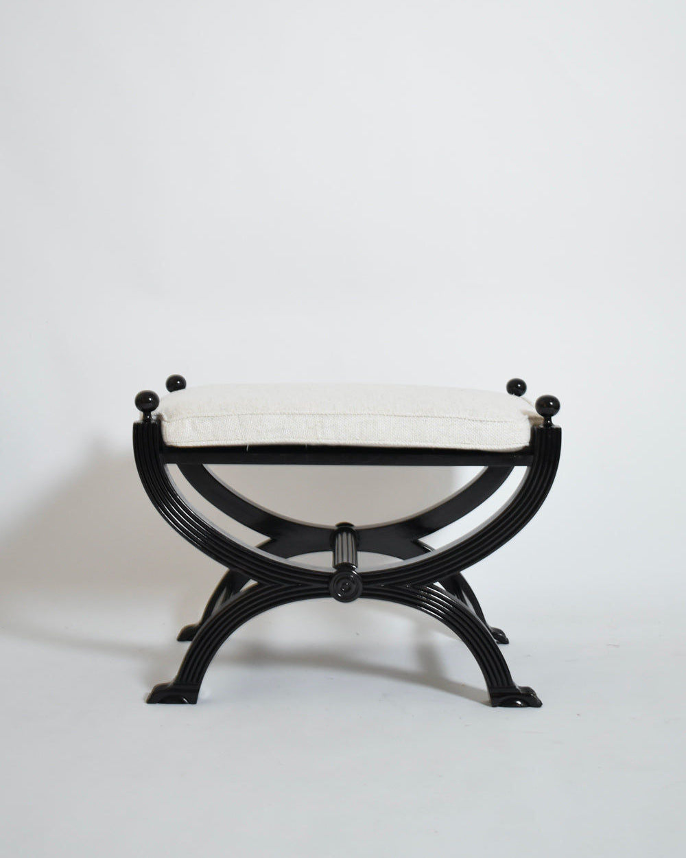 Pair of Lion Paws Feet Neoclassical Curule Stools, 1960s.
