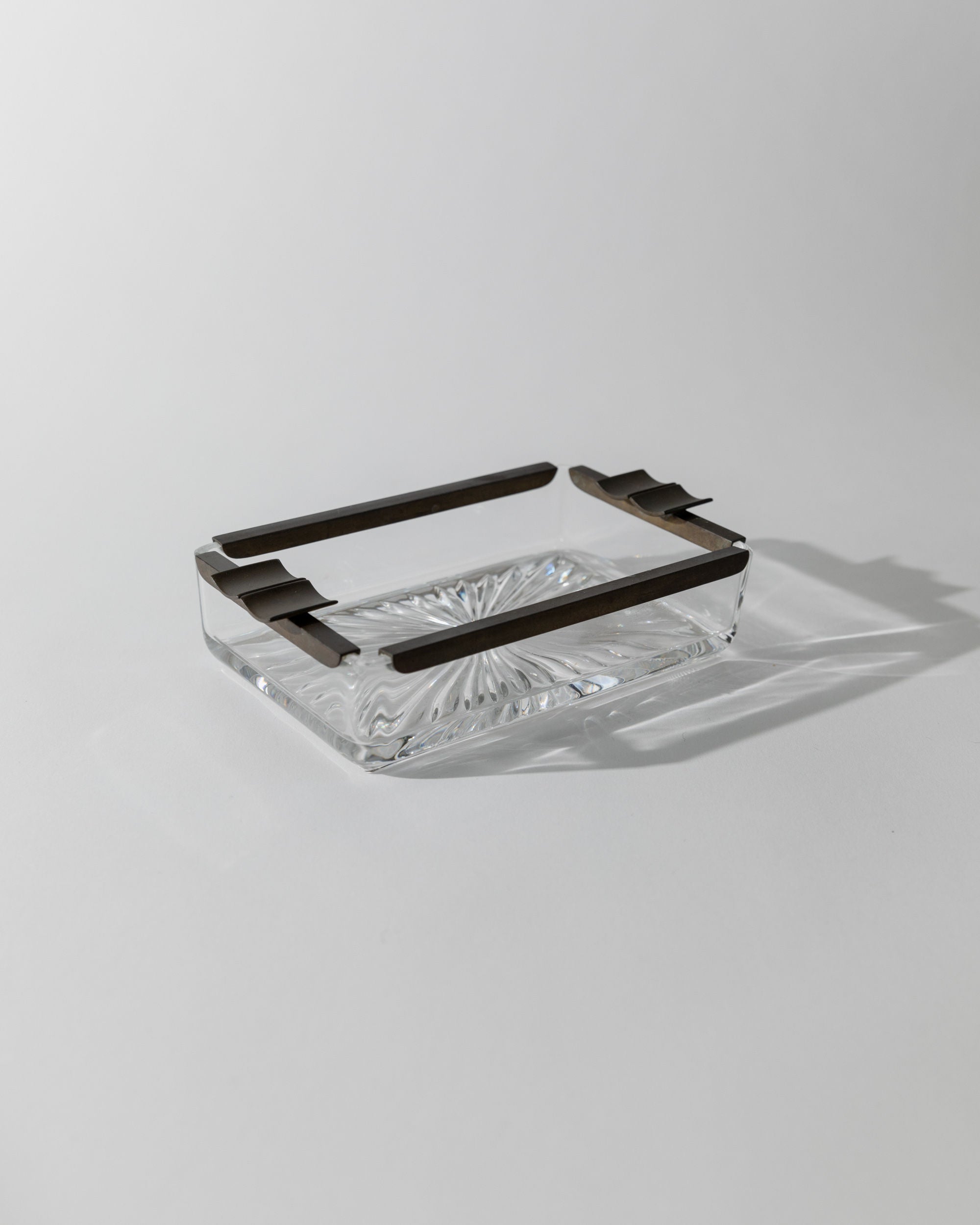 Art Deco Crystal Glass Ashtray, Italy 1930s