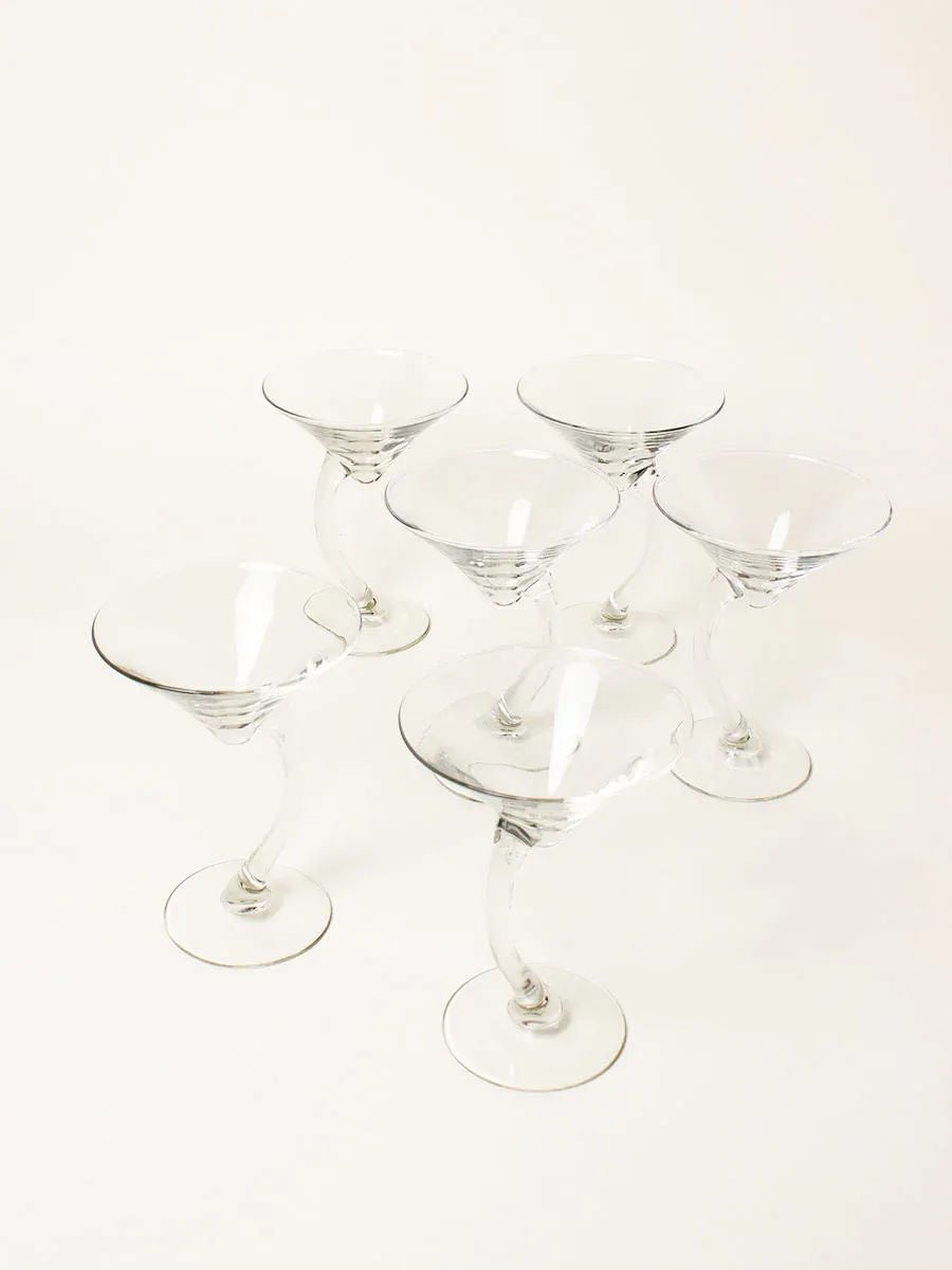 Set of 6 Curved Cocktail Glasses