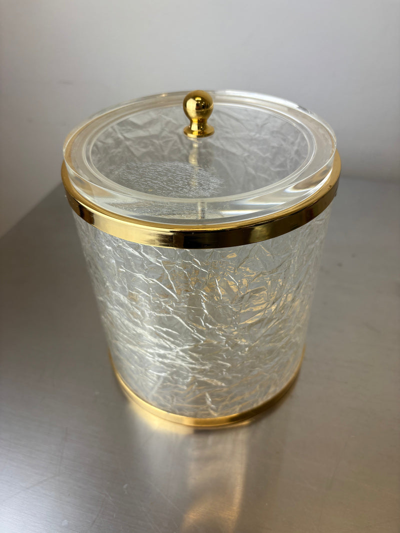 Clear lucite storage box with gold trim and textured surface, Italy 1970s