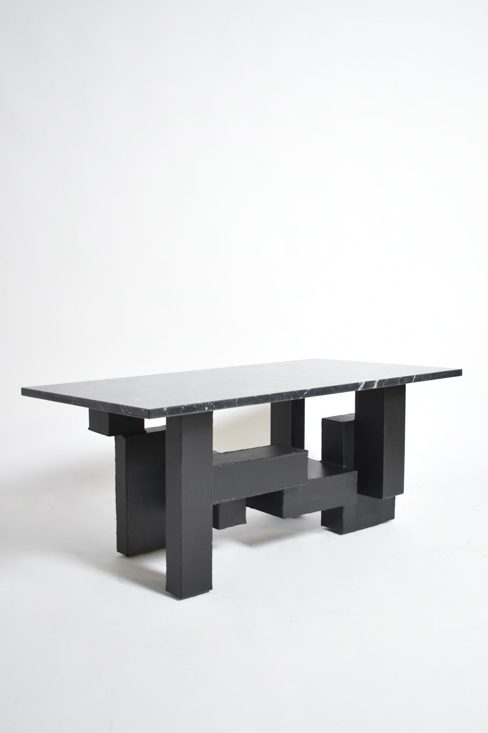 Cubist Iron and Marble Coffee Table, 1980s