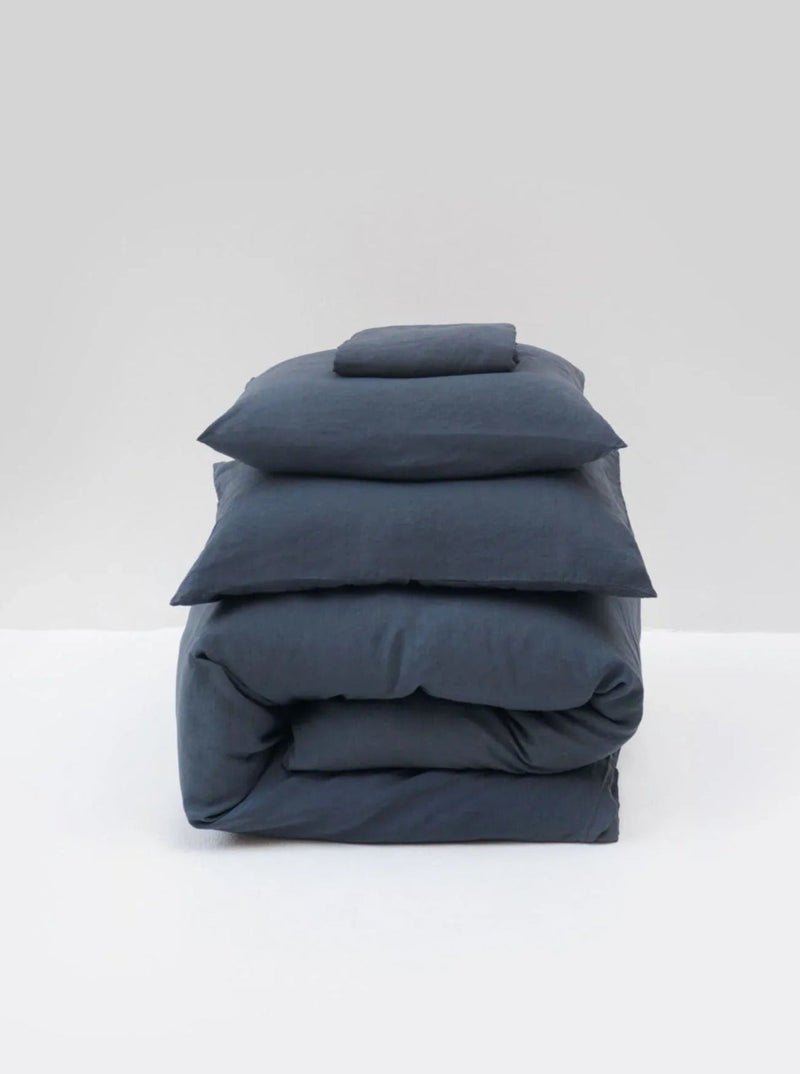 Washed Linen Bed Set Stormy Blue by MOST | The Oblist — washed linen, stormy blue color
