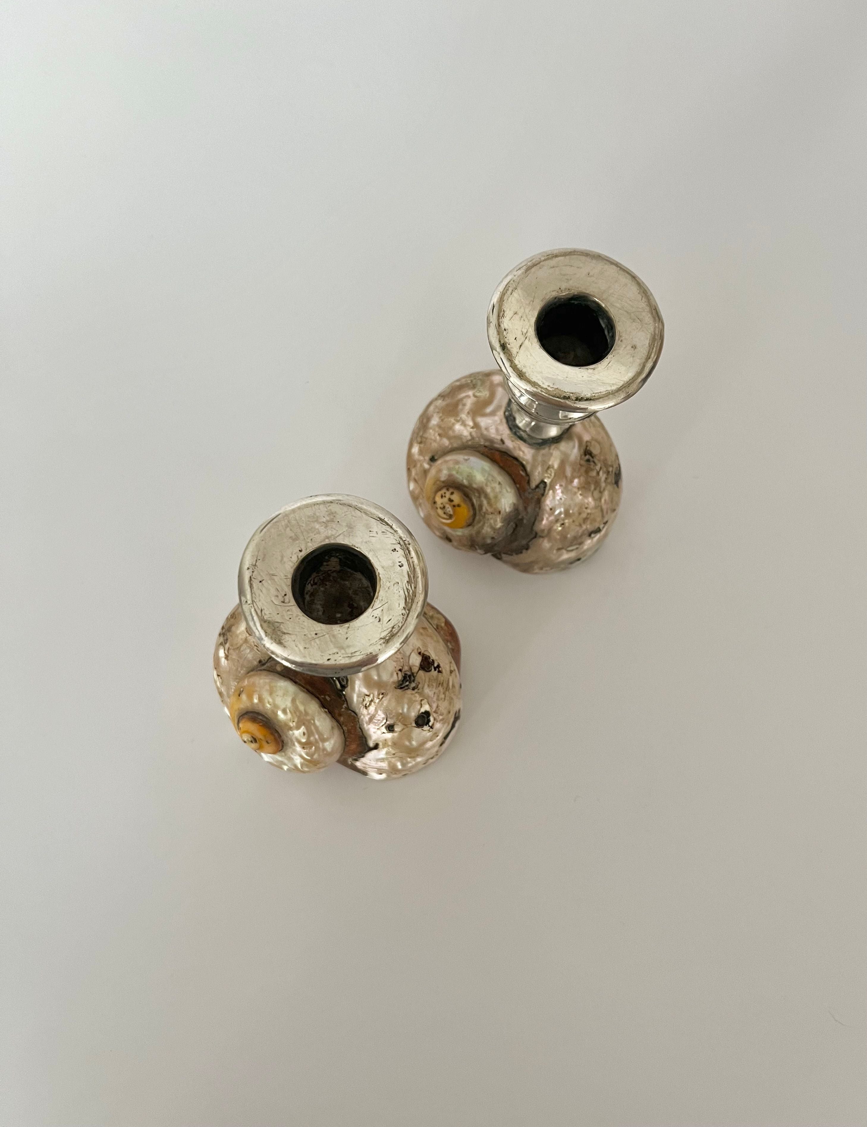 Antique Shell Candle Holders
