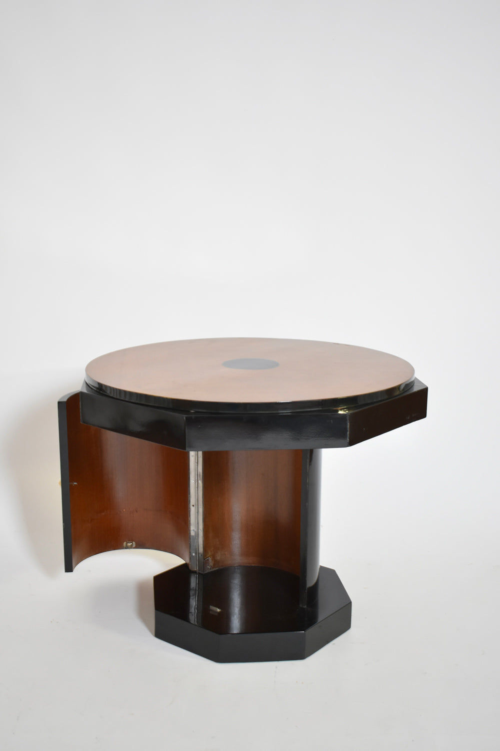 Octogonal Wooden Ebonised Side Table, 1930s