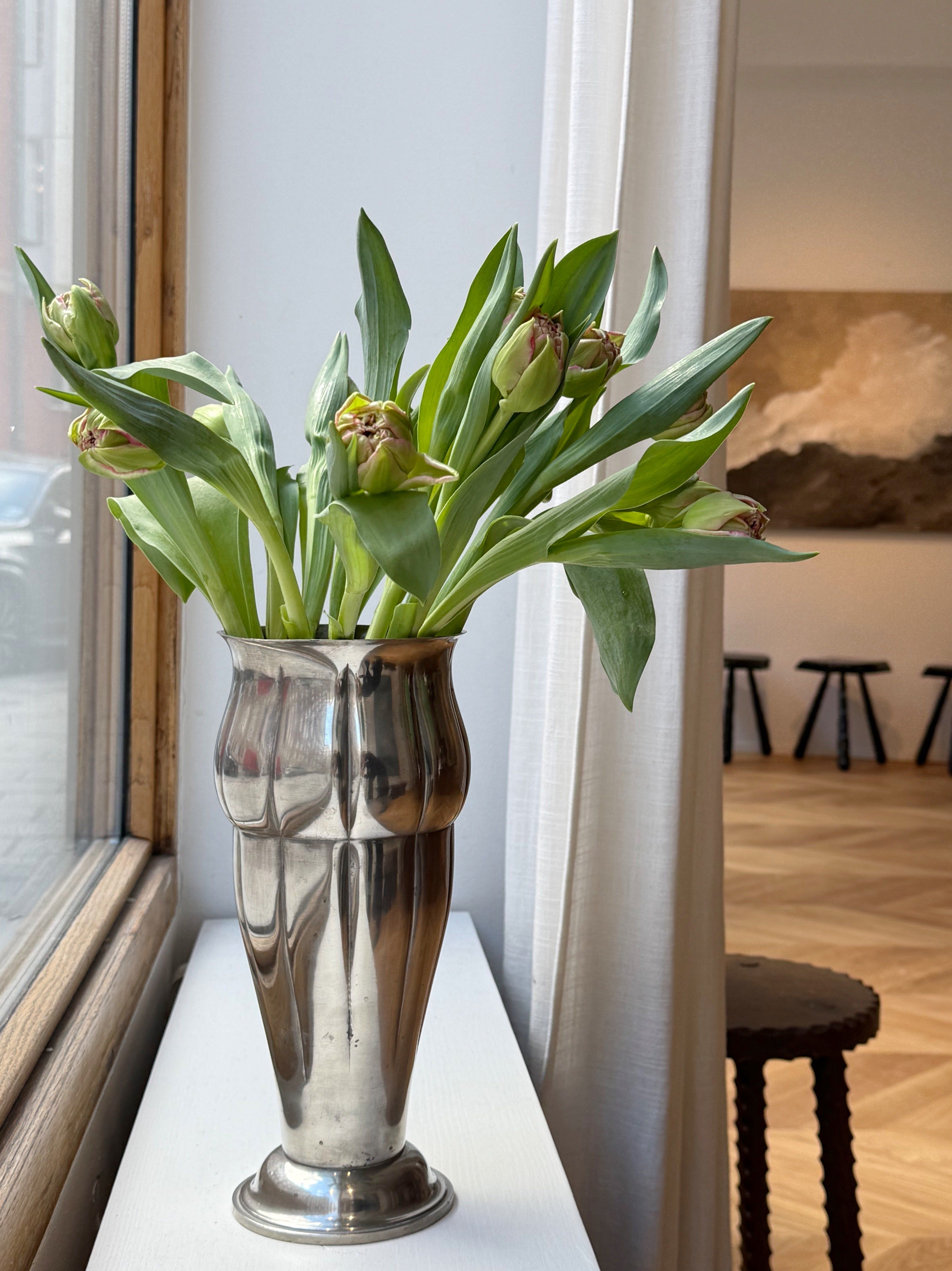 Art Deco Pewter Vase by GAB, 1930s