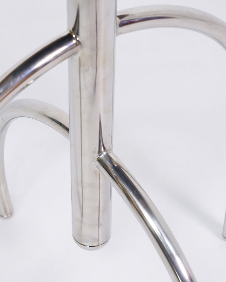 Postmodern Granite and Steel Side Table