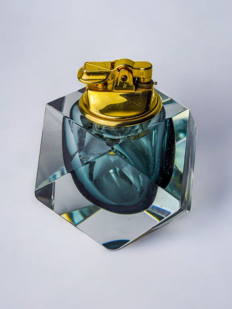 Murano glass Sommerso lighter detail showing crystal faceted design
