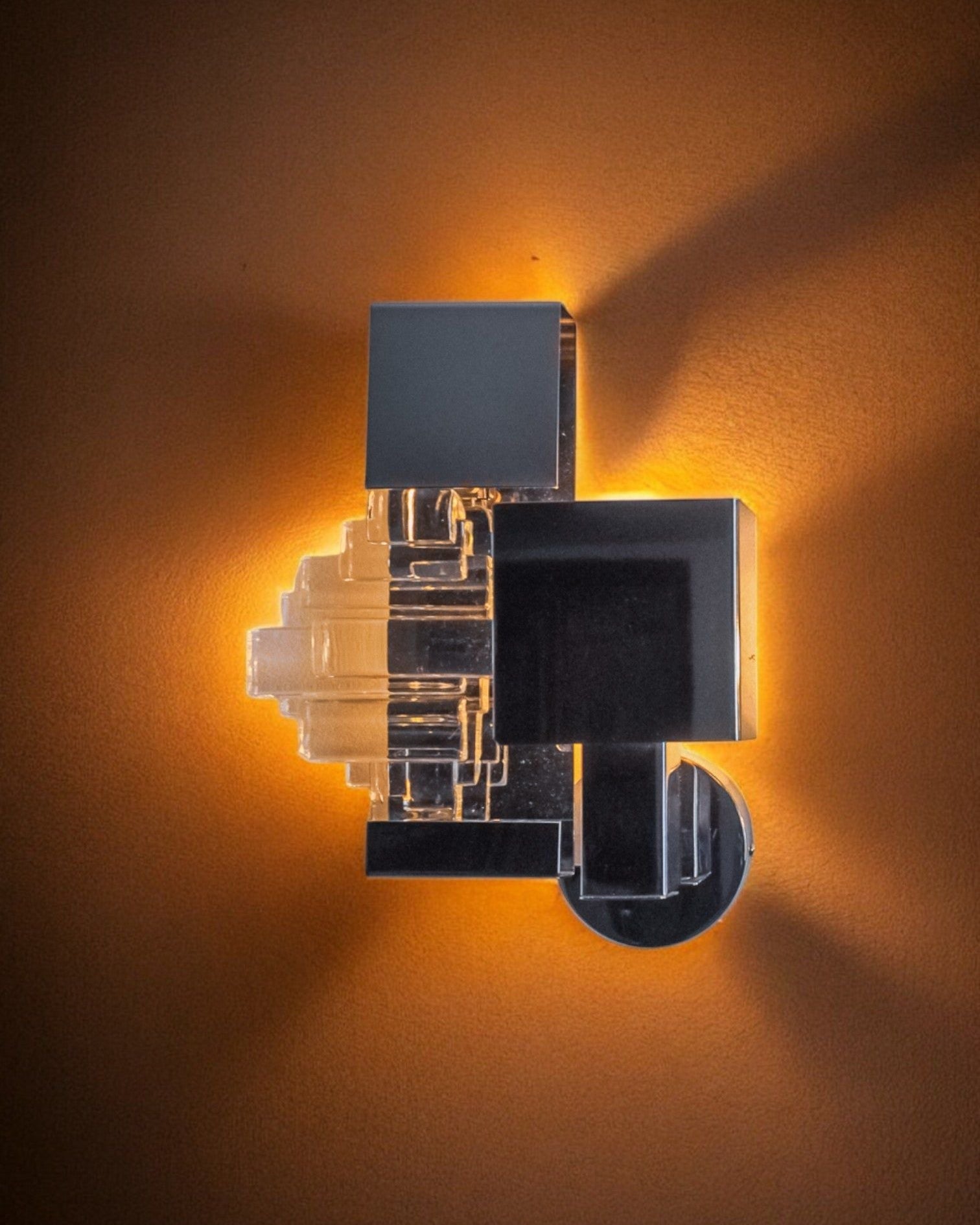 Sciolari Murano glass wall light detail showing geometric forms