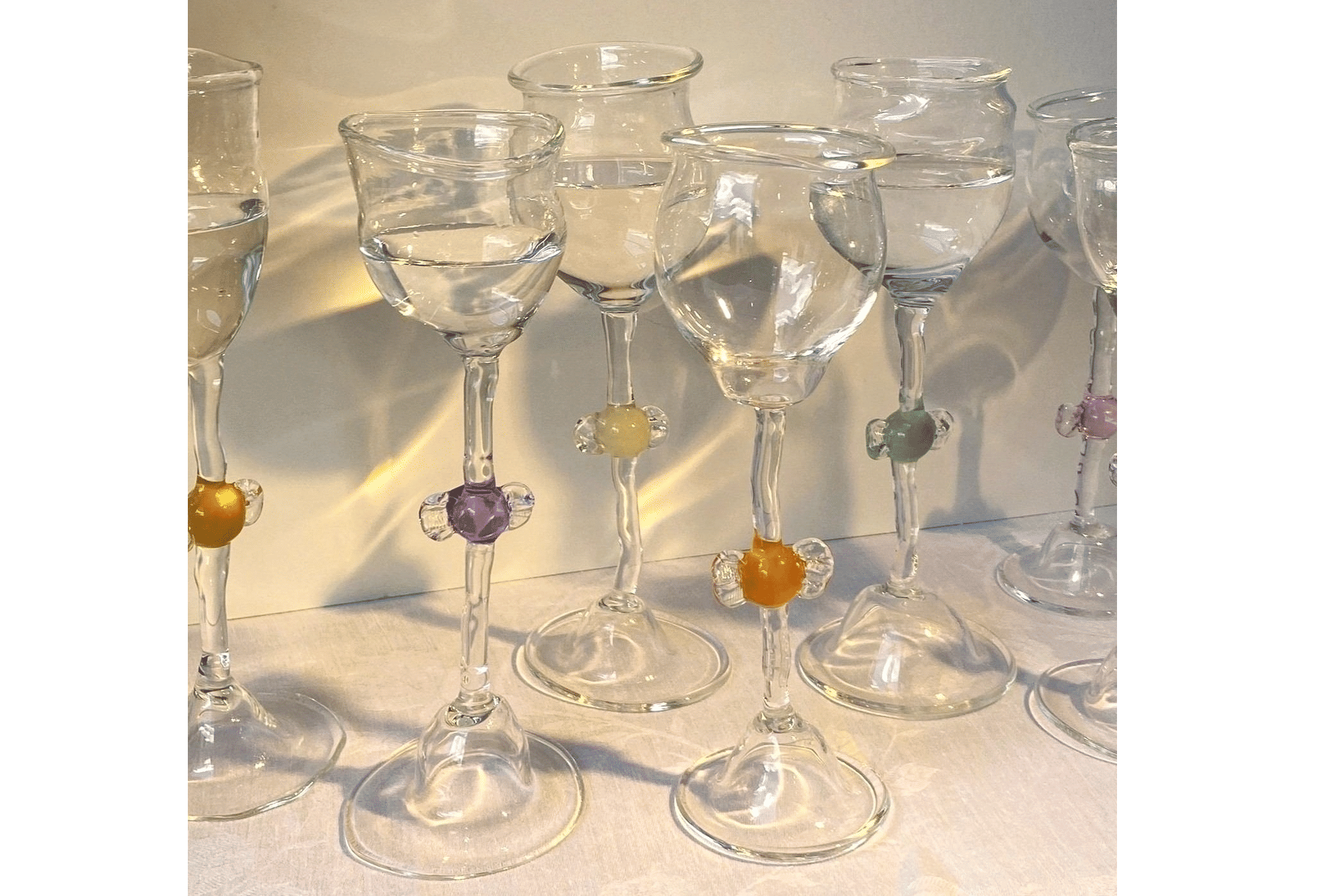 Mouth Blown 'Candy' Wine Glasses