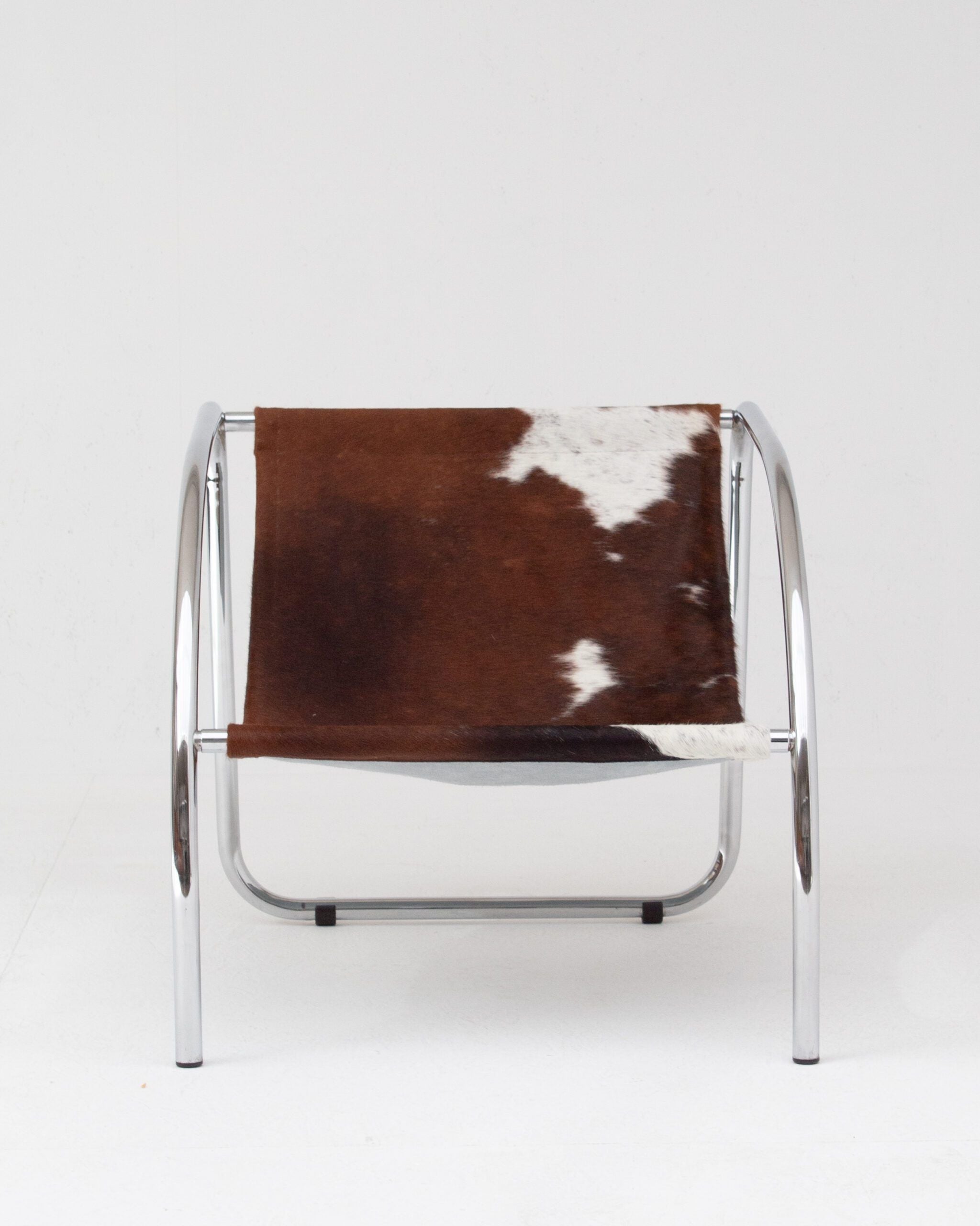 Pair of Cowhide Sling Chairs in Chrome Frame