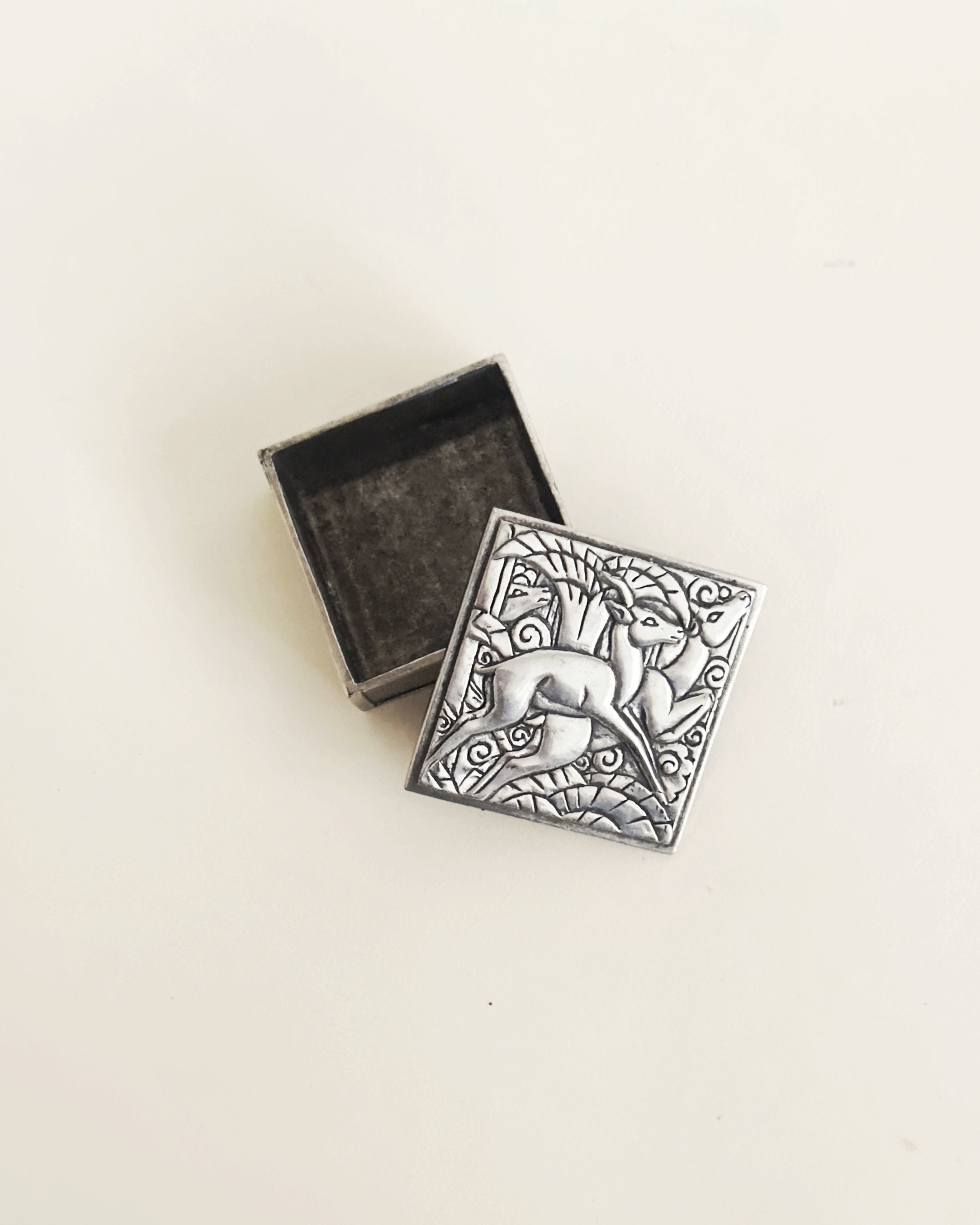 Art Deco Style Handcrafted Pewter Trinket Box