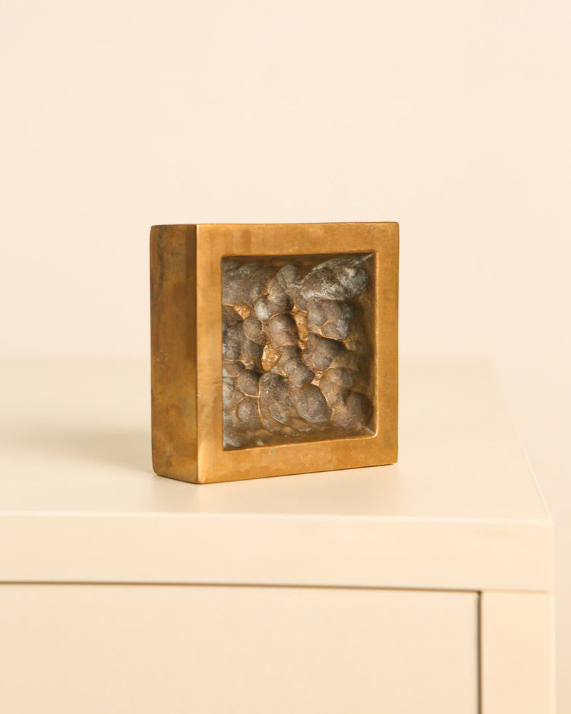 Square bronze ashtray with pebbles by Monique Gerber 1960s