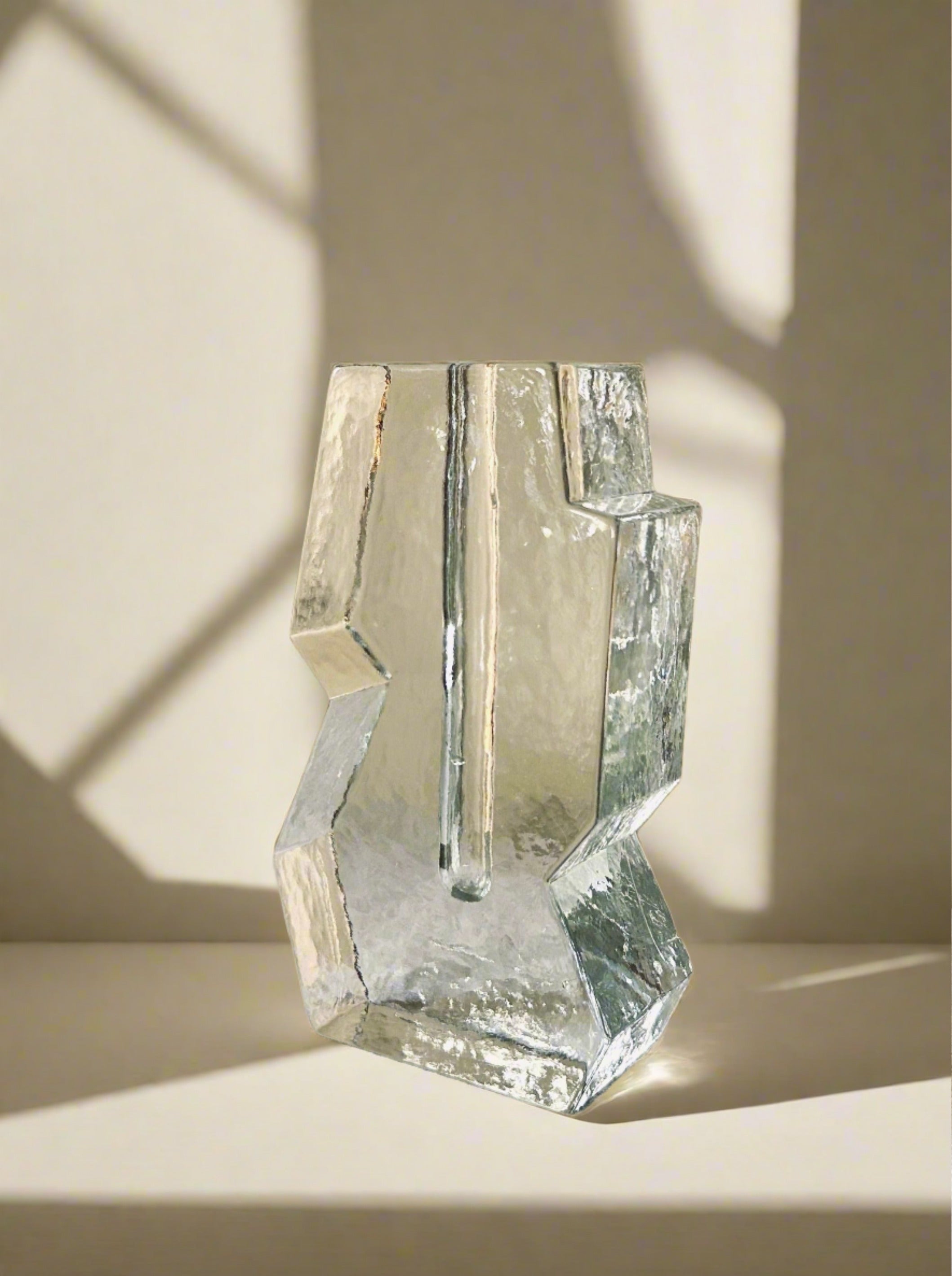 Brutalist Solifleur Vase (Peill & Putzler) in smoked glass with textured design